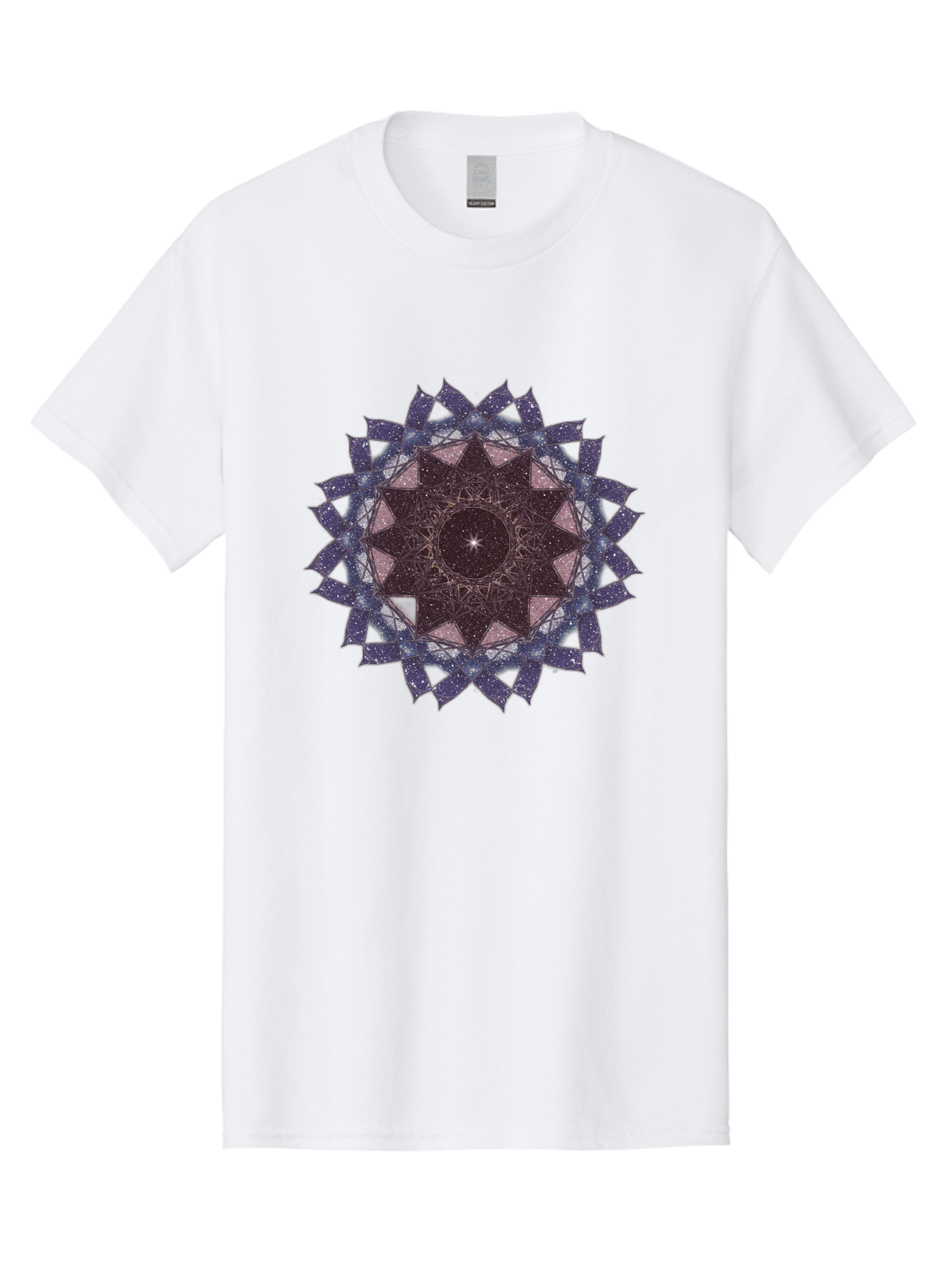 Sacred-Geometry-Star Men'S Graphic Tee, 100% Cotton, Comfortable Casual Summer Wear, Machine Washable, Sacred Geometry, Mandala Art, Geometric Patterns, Star Symbol, Spiritual Design, Mystical Shapes, Cosmic Theme, Intricate Details, Bad501 4