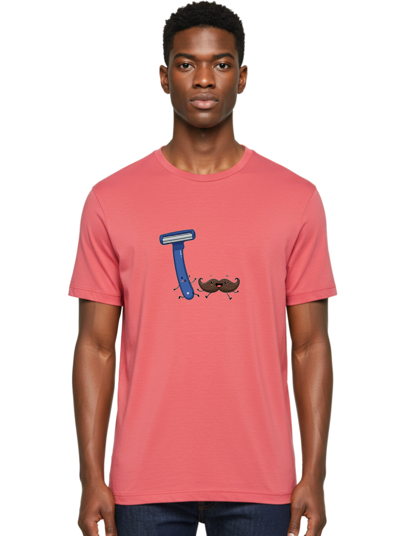 Safety-Razor-1 Men'S Graphic Tee, 100% Cotton, Comfortable Casual Summer Wear, Machine Washable, Cartoon Razor, Cartoon Mustache, Shaving Humor, Funny Illustrations, Playful Grooming, Razor And Mustache Characters, Quirky Art, Humorous Designs Bad503 19
