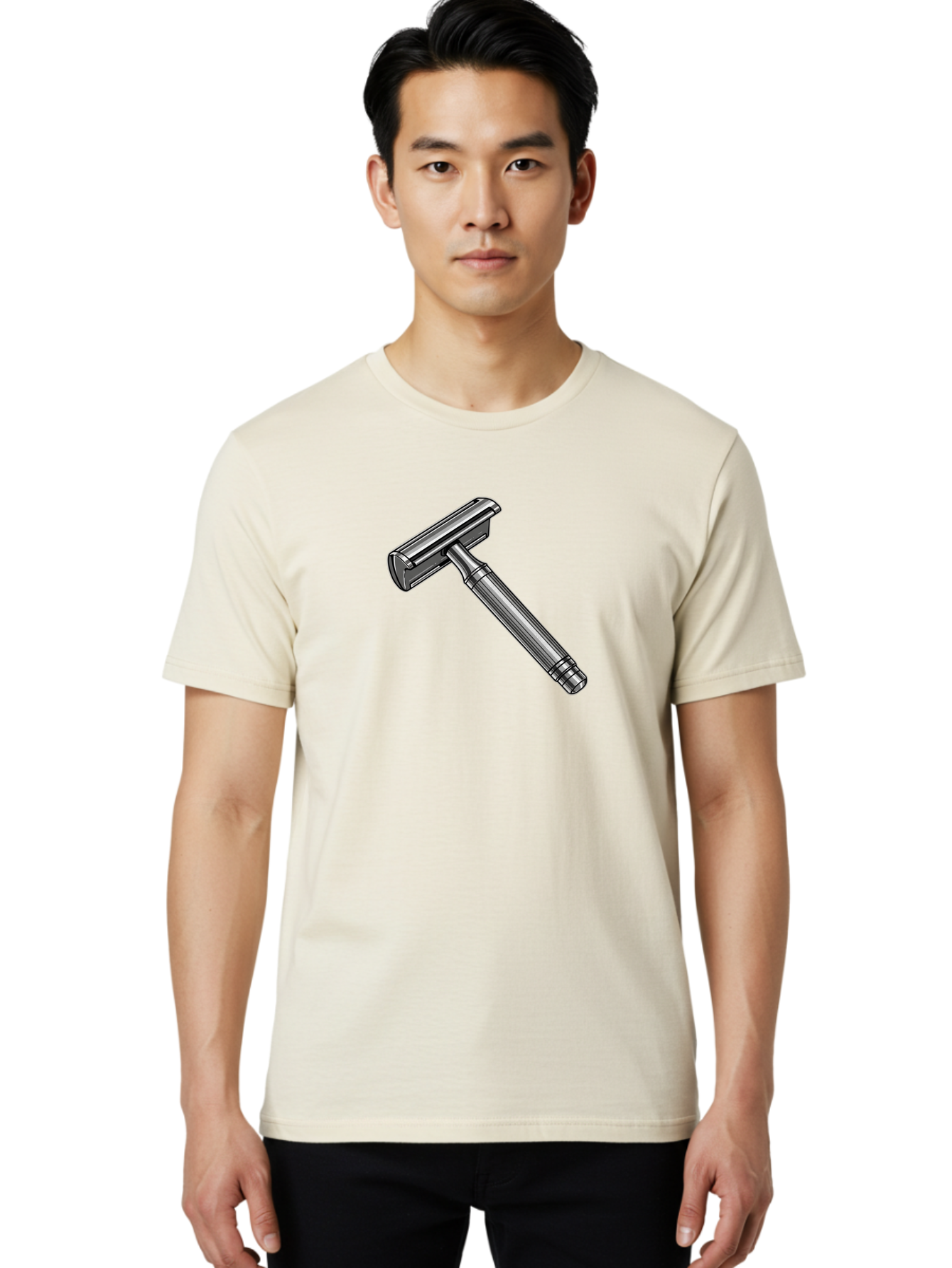 Safety-Razor Men'S Graphic Tee, 100% Cotton, Comfortable Casual Summer Wear, Machine Washable, Safety Razor, Metal Razor, Shaving Equipment, Double Edge Razor, Men'S Grooming, Shaving Accessories, Personal Care Bad504 29