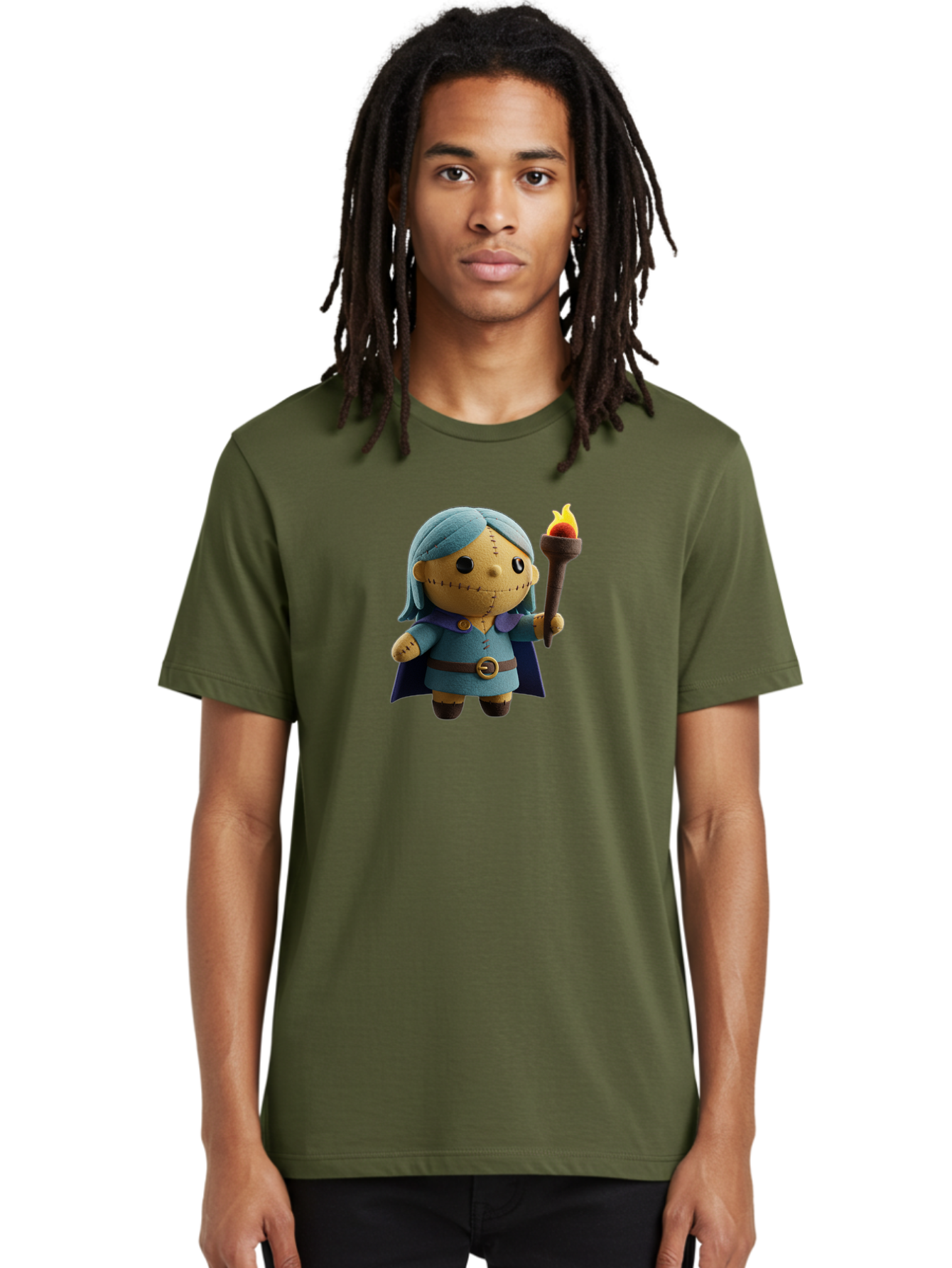 Sally Men'S Graphic Tee, 100% Cotton, Comfortable Casual Summer Wear, Machine Washable, Sally Figurine, Nightmare Before Christmas Character, Stitched Face, Blue Dress, Cape, Torch, Whimsical Design, Collectible Toy, Halloween Decoration Bad506 23