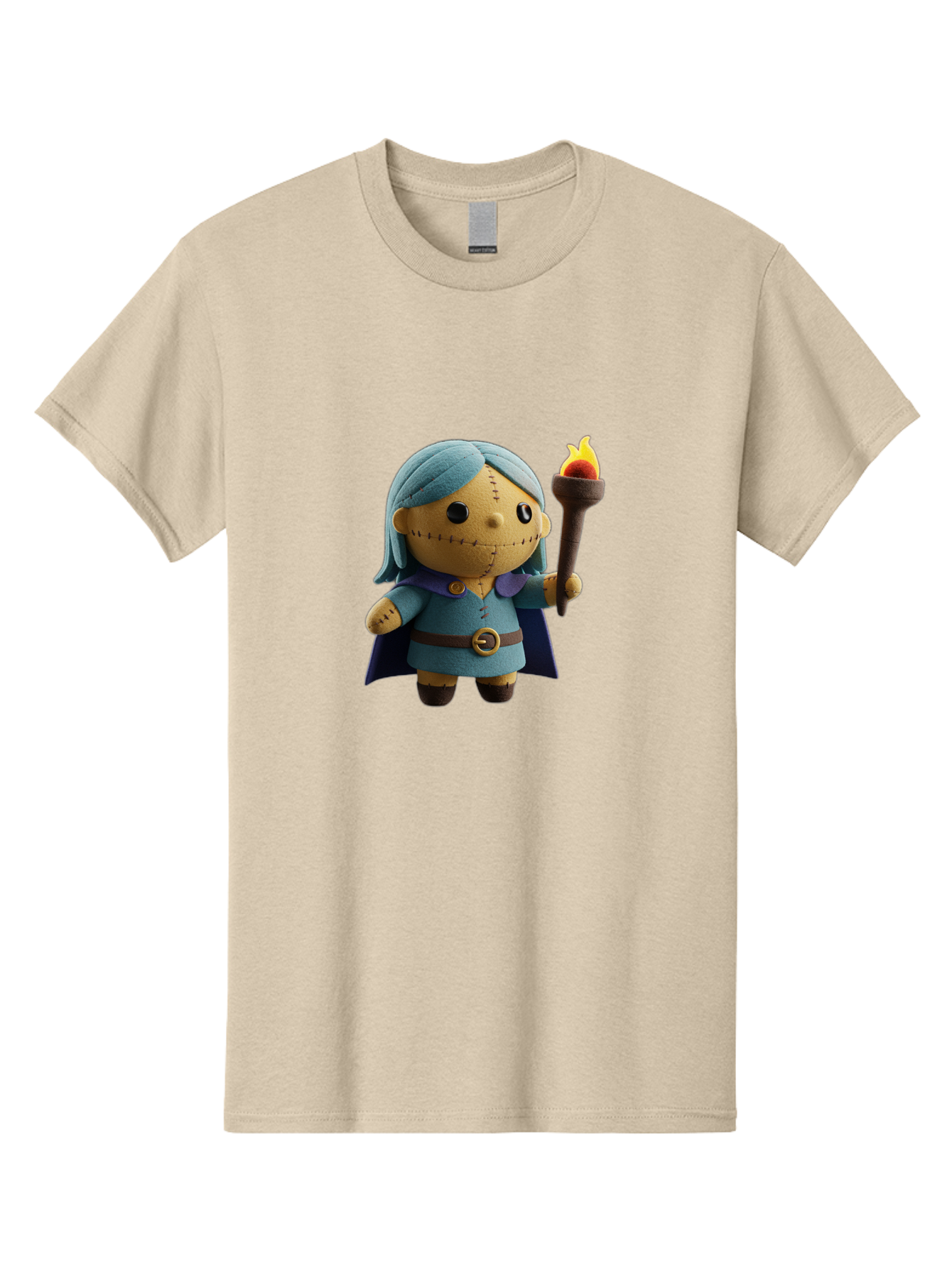 Sally Men'S Graphic Tee, 100% Cotton, Comfortable Casual Summer Wear, Machine Washable, Sally Figurine, Nightmare Before Christmas Character, Stitched Face, Blue Dress, Cape, Torch, Whimsical Design, Collectible Toy, Halloween Decoration Bad506 5