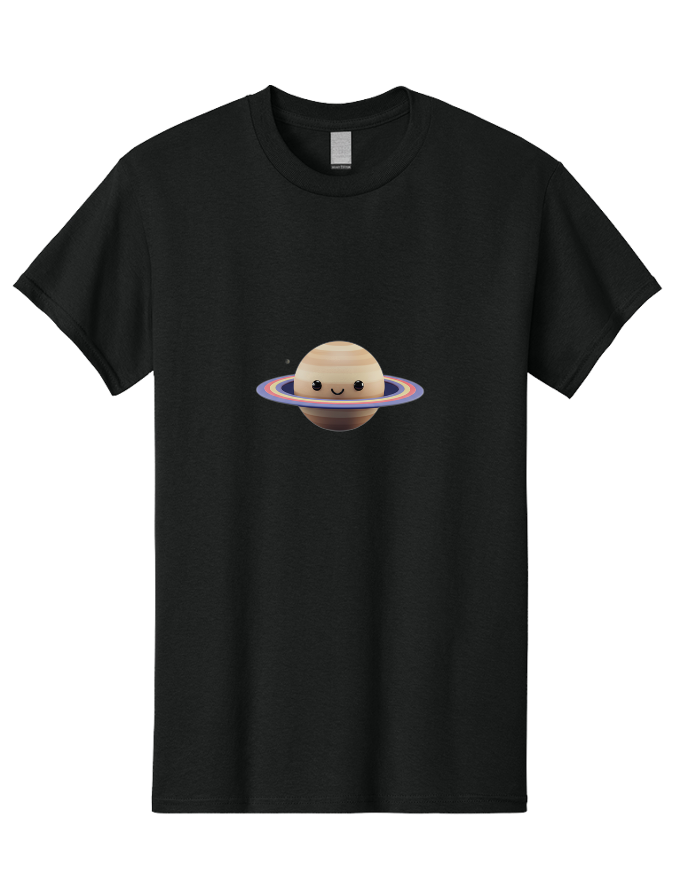 Saturn Men'S Graphic Tee, 100% Cotton, Comfortable Casual Summer Wear, Machine Washable, Cartoon Saturn, Smiling Planet, Kawaii Space, Colorful Rings, Space Illustration, Cute Saturn, Happy Face, Pastel Colors, Ringed Planet, Whimsical Art Bad511 15