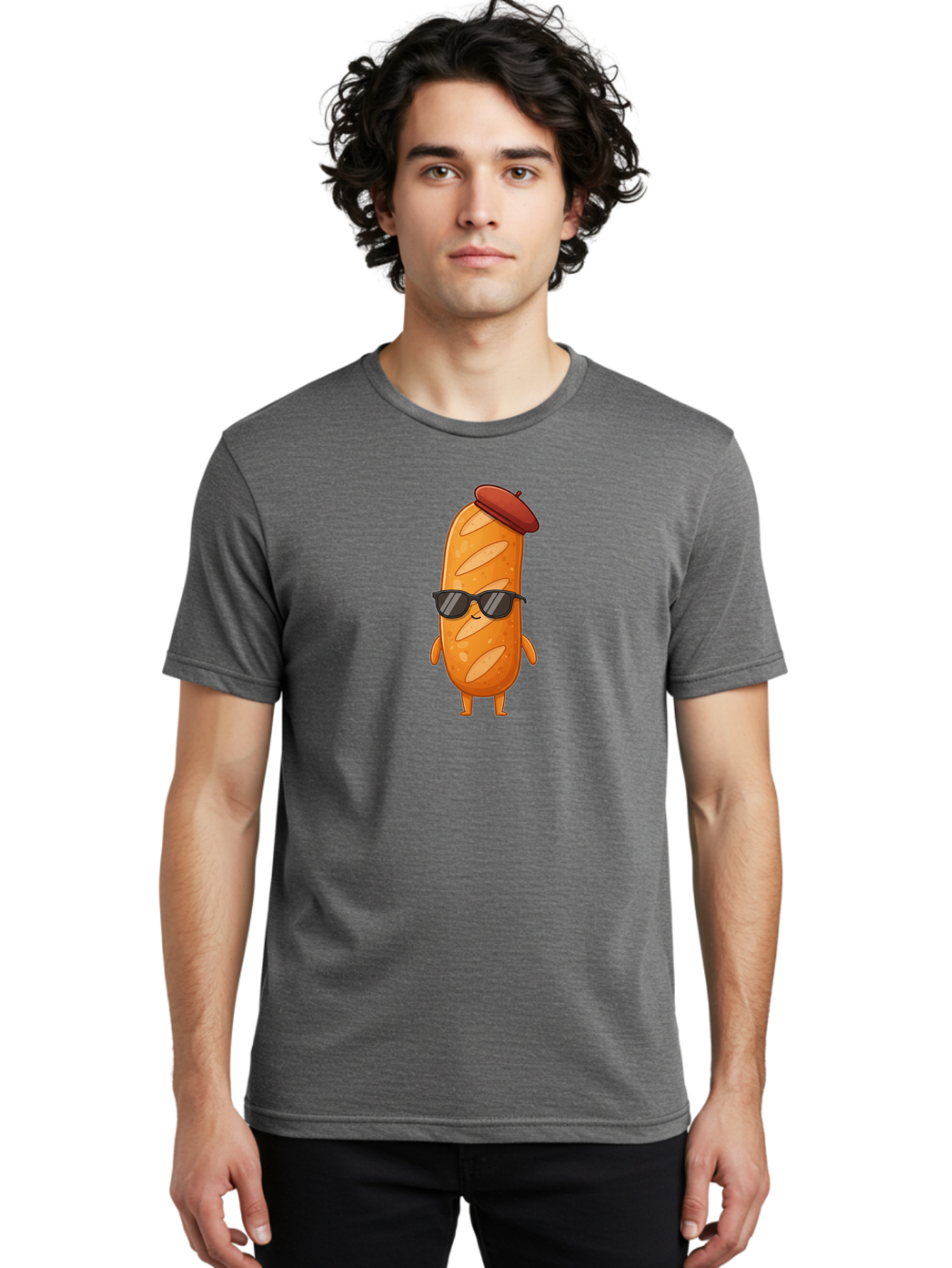 Sausage-Roll Men'S Graphic Tee, 100% Cotton, Comfortable Casual Summer Wear, Machine Washable, Cartoon Bread Character, Bread With Sunglasses, Bread With Beret, Funny Food Illustration, Humorous Baked Goods, Quirky Cartoon Character, Bad513 24