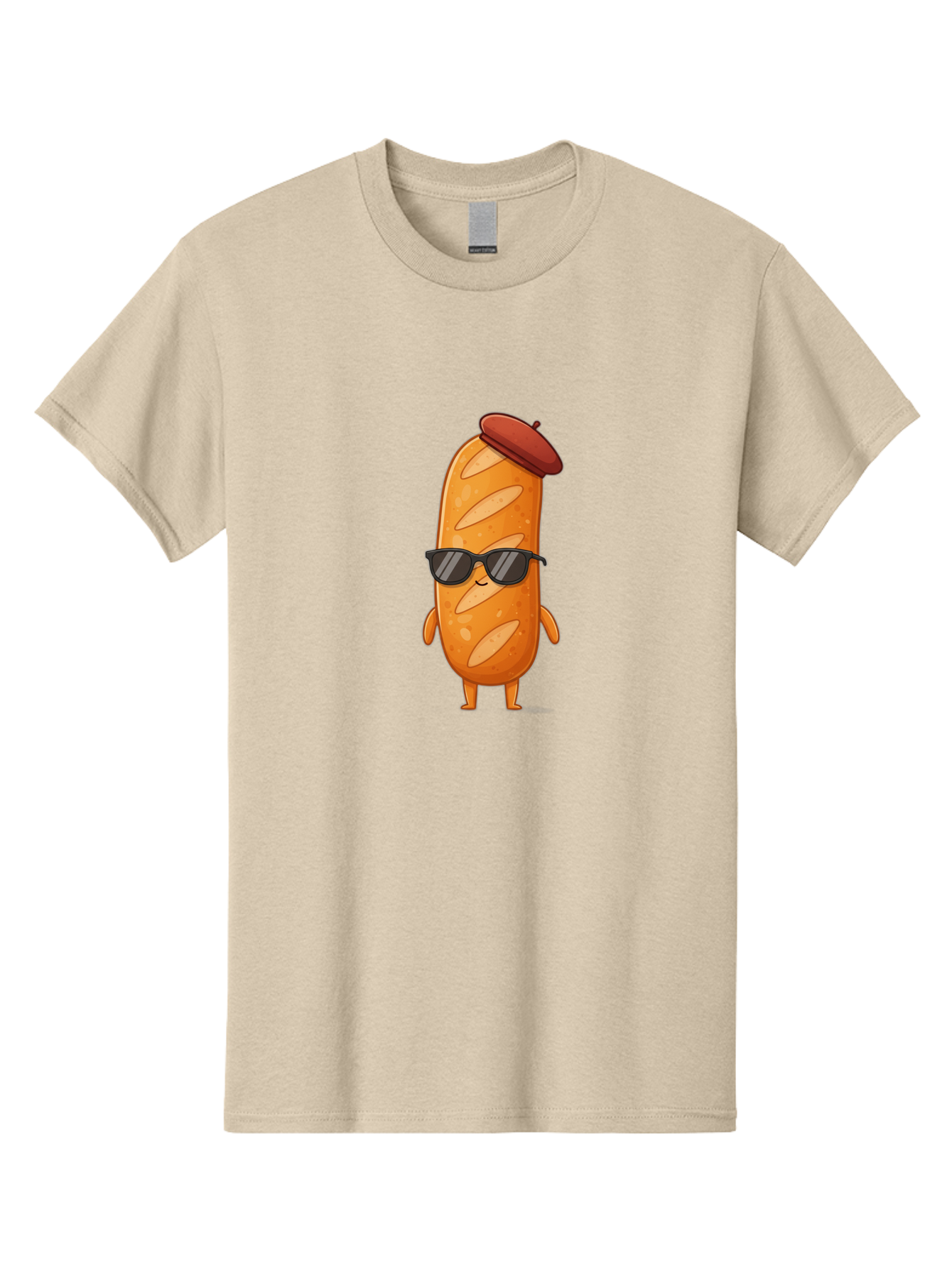 Sausage-Roll Men'S Graphic Tee, 100% Cotton, Comfortable Casual Summer Wear, Machine Washable, Cartoon Bread Character, Bread With Sunglasses, Bread With Beret, Funny Food Illustration, Humorous Baked Goods, Quirky Cartoon Character, Bad513 7