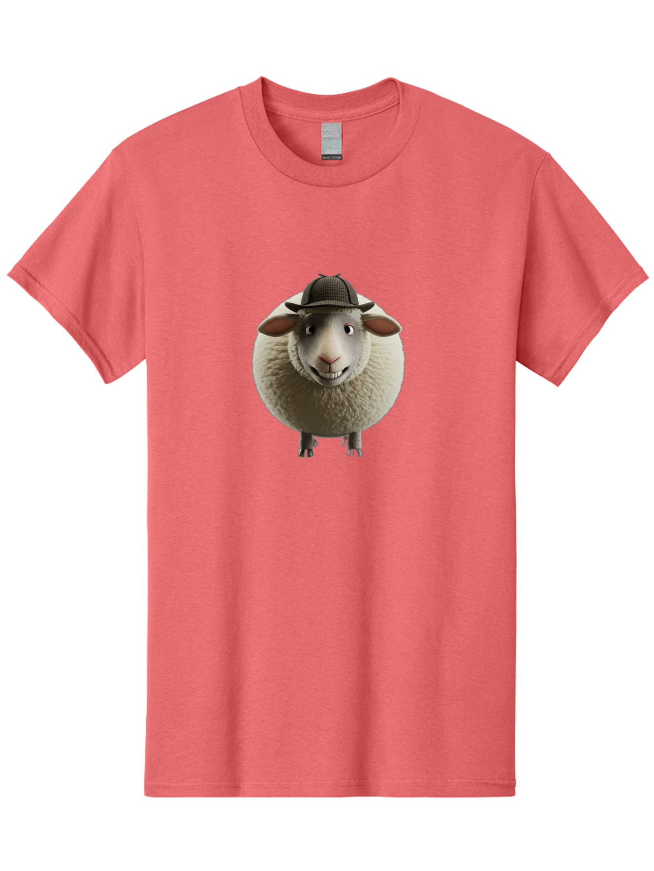 Shaun-The-Sheep-1 Men'S Graphic Tee, 100% Cotton, Comfortable Casual Summer Wear, Machine Washable, Cartoon Sheep, Detective Hat, Humorous Character, 3D Animation, Fluffy Sheep, Funny Animal, Detective Sheep, Fictional Character, Bad536 11