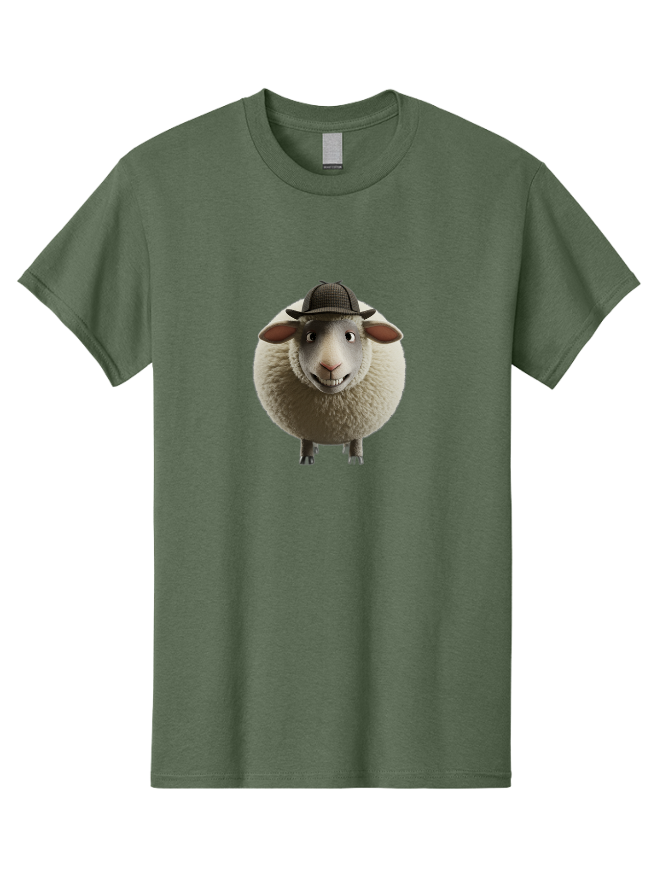 Shaun-The-Sheep-1 Men'S Graphic Tee, 100% Cotton, Comfortable Casual Summer Wear, Machine Washable, Cartoon Sheep, Detective Hat, Humorous Character, 3D Animation, Fluffy Sheep, Funny Animal, Detective Sheep, Fictional Character, Bad536 15
