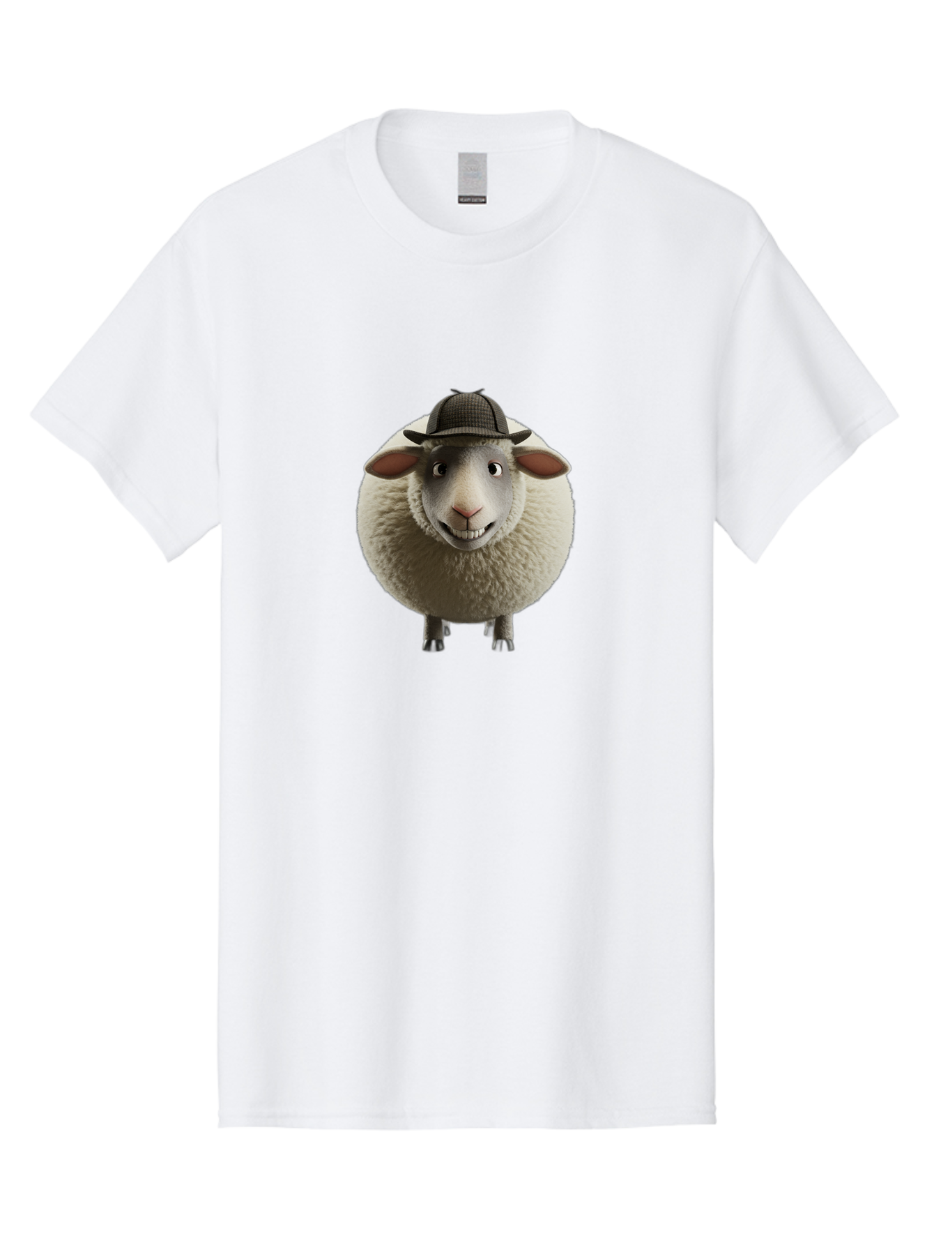Shaun-The-Sheep-1 Men'S Graphic Tee, 100% Cotton, Comfortable Casual Summer Wear, Machine Washable, Cartoon Sheep, Detective Hat, Humorous Character, 3D Animation, Fluffy Sheep, Funny Animal, Detective Sheep, Fictional Character, Bad536 2