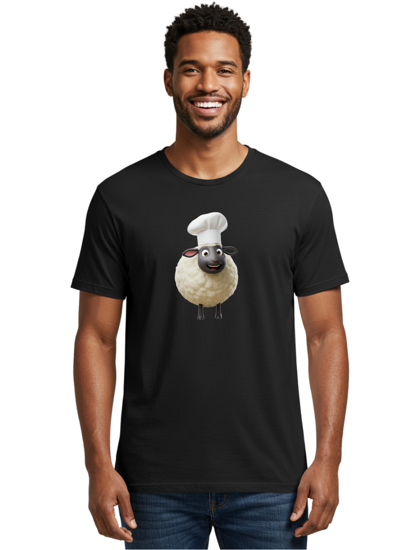 Shaun-The-Sheep-Chef Men'S Graphic Tee, 100% Cotton, Comfortable Casual Summer Wear, Machine Washable, Shaun The Sheep, Chef Hat, Cartoon Character, Cooking, Culinary, Funny Animal, 3D Animation, Character Design, Humorous, Whimsical, Lamb, Bad537 29