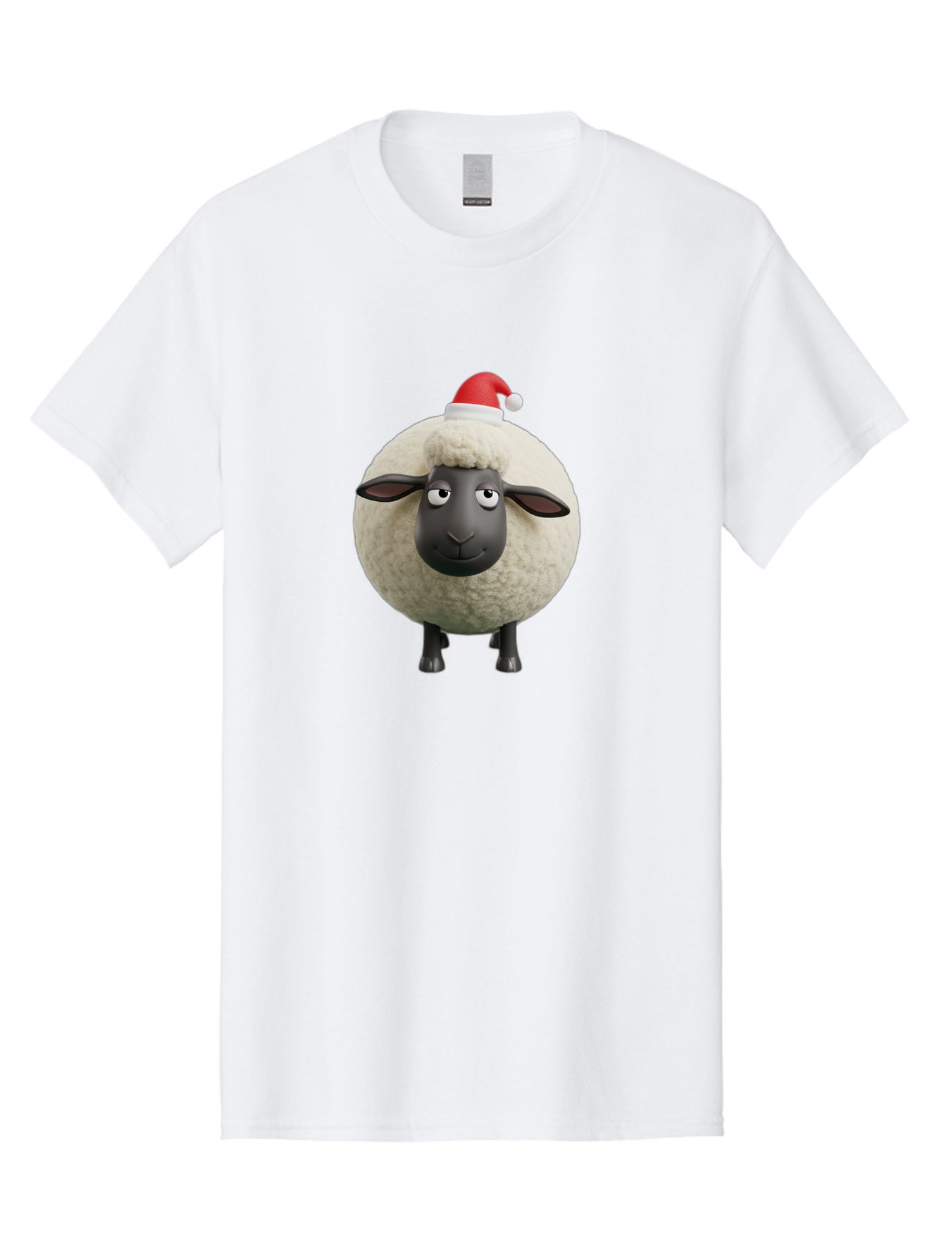 Shaun-The-Sheep-Christmas Men'S Graphic Tee, 100% Cotton, Comfortable Casual Summer Wear, Machine Washable, Cartoon Sheep, Shaun The Sheep, Fluffy White Sheep, Christmas Hat, Red And White Santa Hat, Funny Character, 3D Animation, Bad538 10