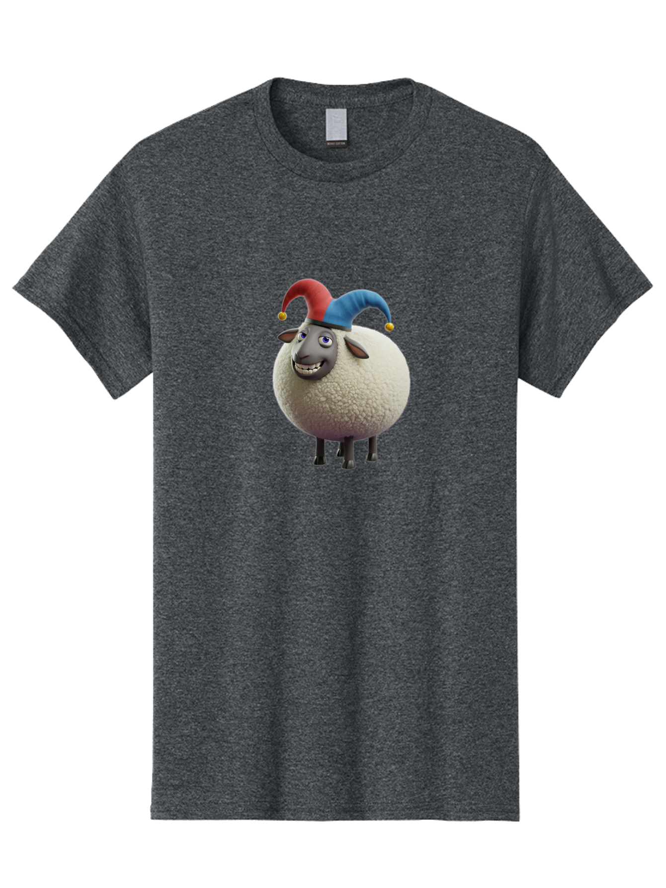 Shaun-The-Sheep-Jester-Hat Men'S Graphic Tee, 100% Cotton, Comfortable Casual Summer Wear, Machine Washable, Cartoon Sheep, Funny Character, Jester Hat, Red And Blue Hat, Animated Animal, Sheep Character, Humorous Illustration, Playful Design Bad539 12