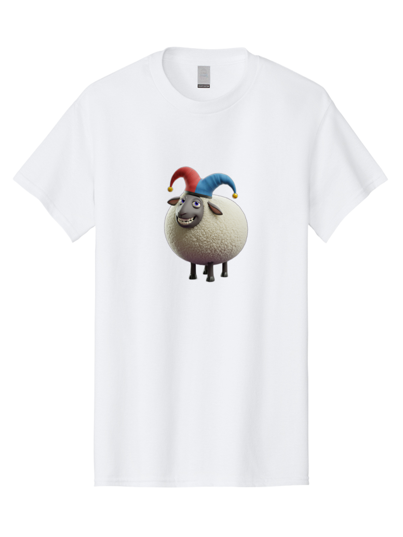 Shaun-The-Sheep-Jester-Hat Men'S Graphic Tee, 100% Cotton, Comfortable Casual Summer Wear, Machine Washable, Cartoon Sheep, Funny Character, Jester Hat, Red And Blue Hat, Animated Animal, Sheep Character, Humorous Illustration, Playful Design Bad539 13