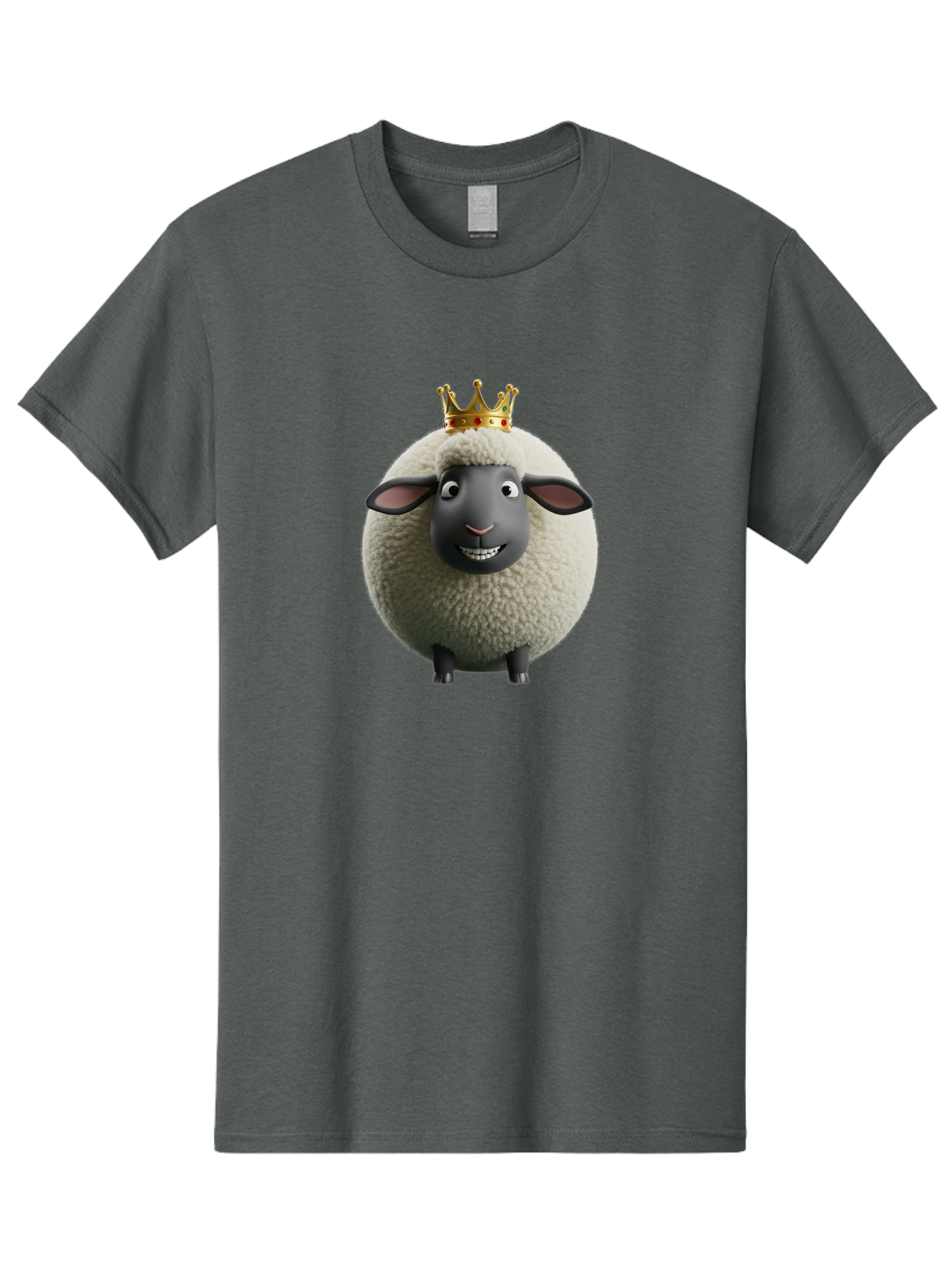 Shaun-The-Sheep-King Men'S Graphic Tee, 100% Cotton, Comfortable Casual Summer Wear, Machine Washable, Cartoon Sheep, Fluffy Sheep, Sheep Wearing Crown, Shaun The Sheep, Comedy Character, Funny Animal, Cute Sheep, Stop Motion Character, Bad540 9