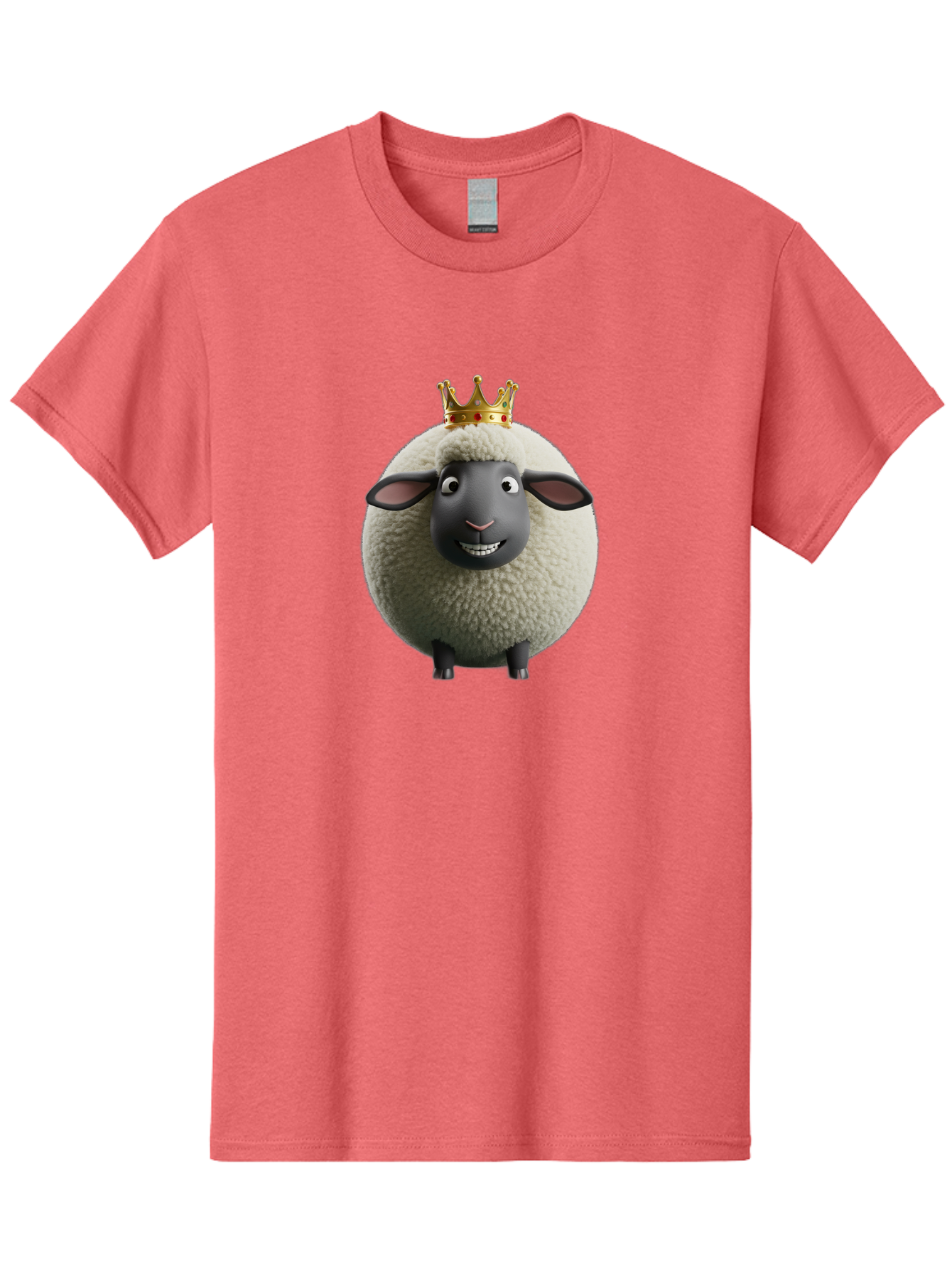 Shaun-The-Sheep-King Men'S Graphic Tee, 100% Cotton, Comfortable Casual Summer Wear, Machine Washable, Cartoon Sheep, Fluffy Sheep, Sheep Wearing Crown, Shaun The Sheep, Comedy Character, Funny Animal, Cute Sheep, Stop Motion Character, Bad540 1