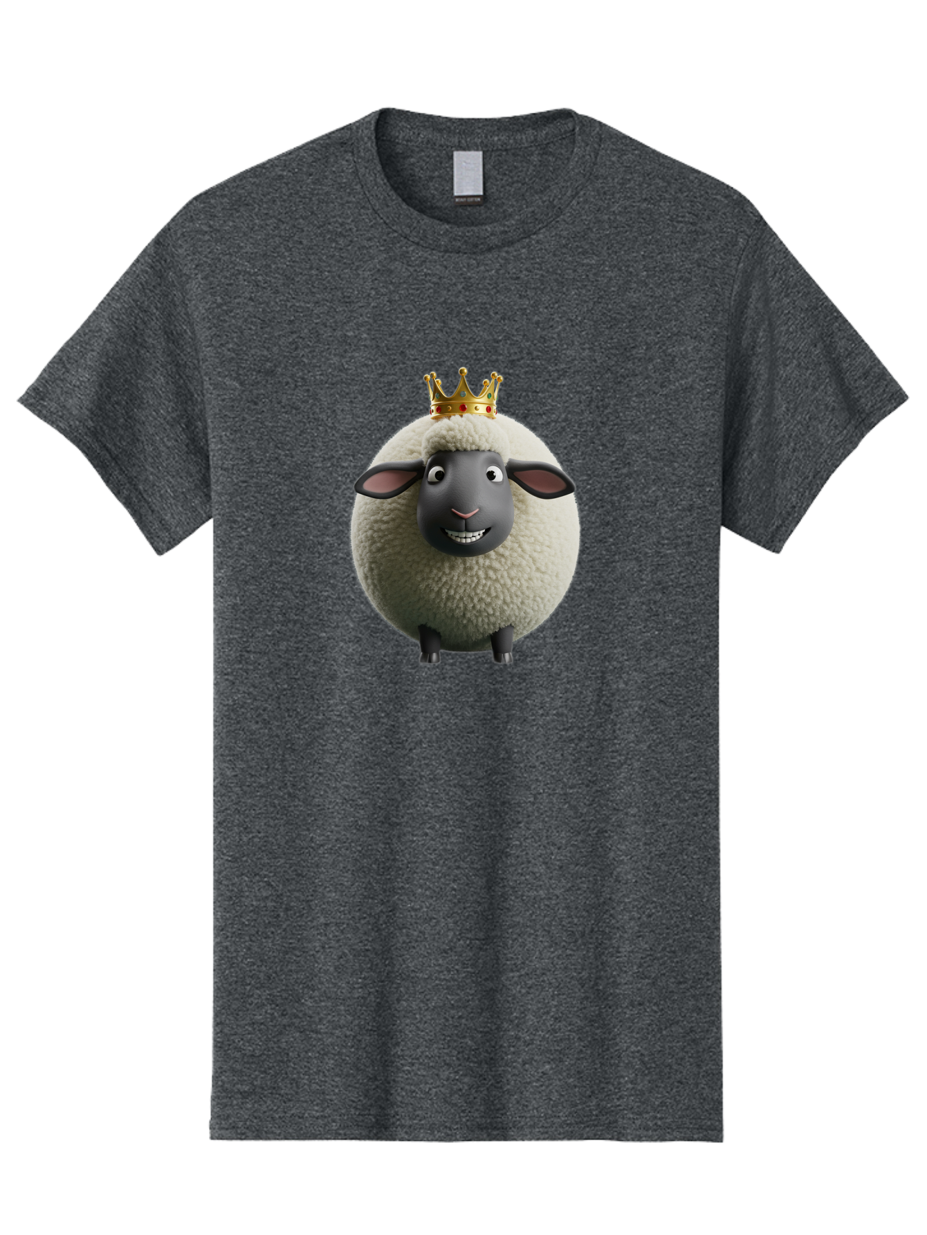 Shaun-The-Sheep-King Men'S Graphic Tee, 100% Cotton, Comfortable Casual Summer Wear, Machine Washable, Cartoon Sheep, Fluffy Sheep, Sheep Wearing Crown, Shaun The Sheep, Comedy Character, Funny Animal, Cute Sheep, Stop Motion Character, Bad540 10