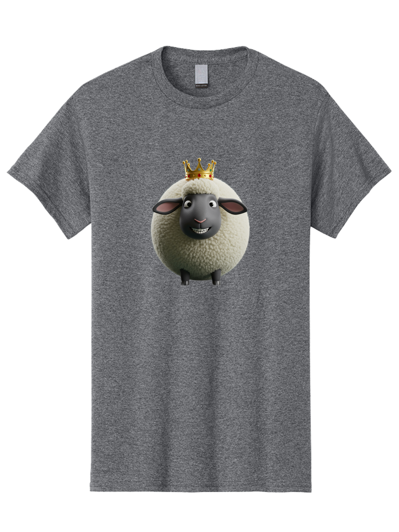 Shaun-The-Sheep-King Men'S Graphic Tee, 100% Cotton, Comfortable Casual Summer Wear, Machine Washable, Cartoon Sheep, Fluffy Sheep, Sheep Wearing Crown, Shaun The Sheep, Comedy Character, Funny Animal, Cute Sheep, Stop Motion Character, Bad540 4