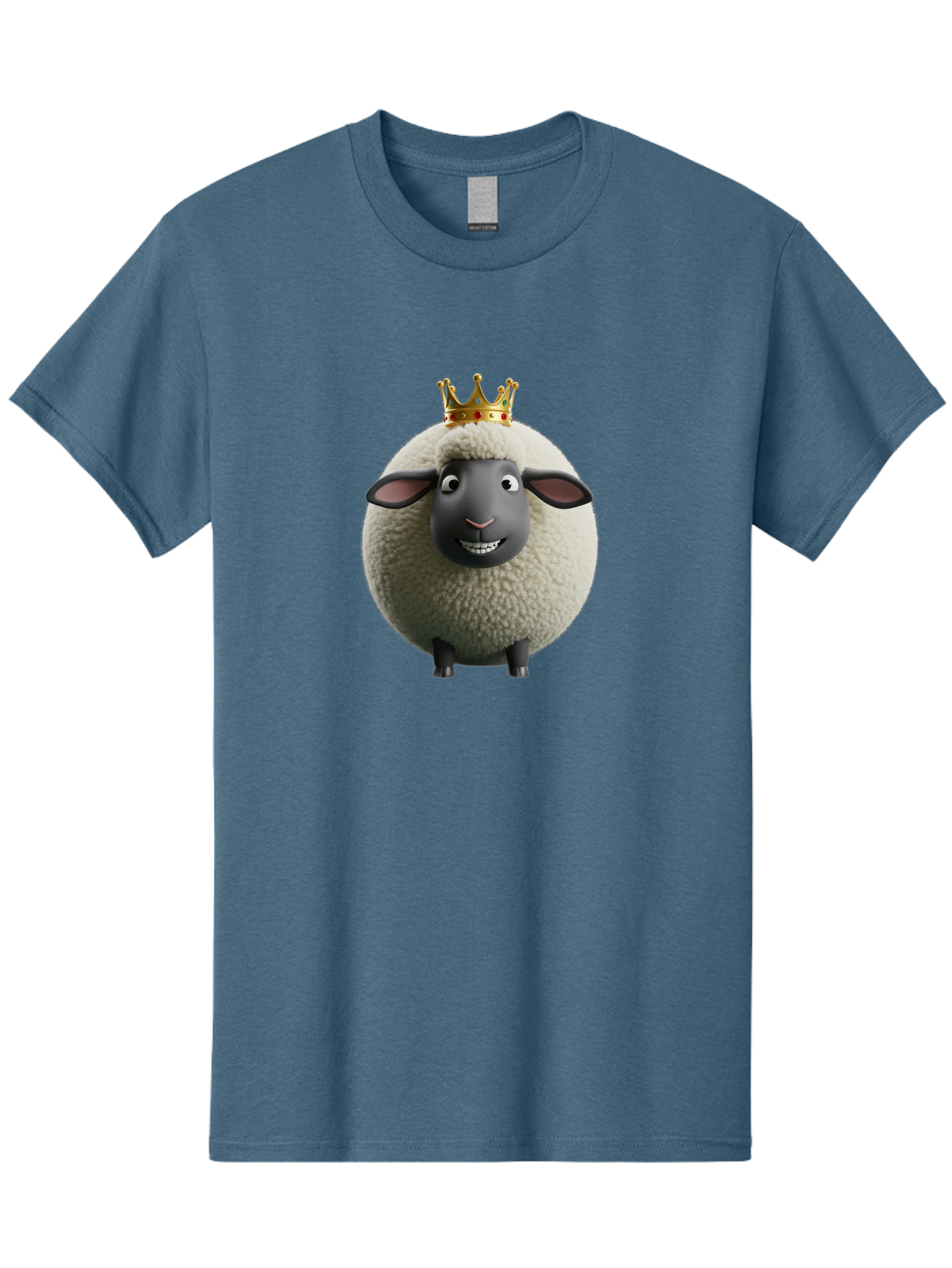 Shaun-The-Sheep-King Men'S Graphic Tee, 100% Cotton, Comfortable Casual Summer Wear, Machine Washable, Cartoon Sheep, Fluffy Sheep, Sheep Wearing Crown, Shaun The Sheep, Comedy Character, Funny Animal, Cute Sheep, Stop Motion Character, Bad540 8