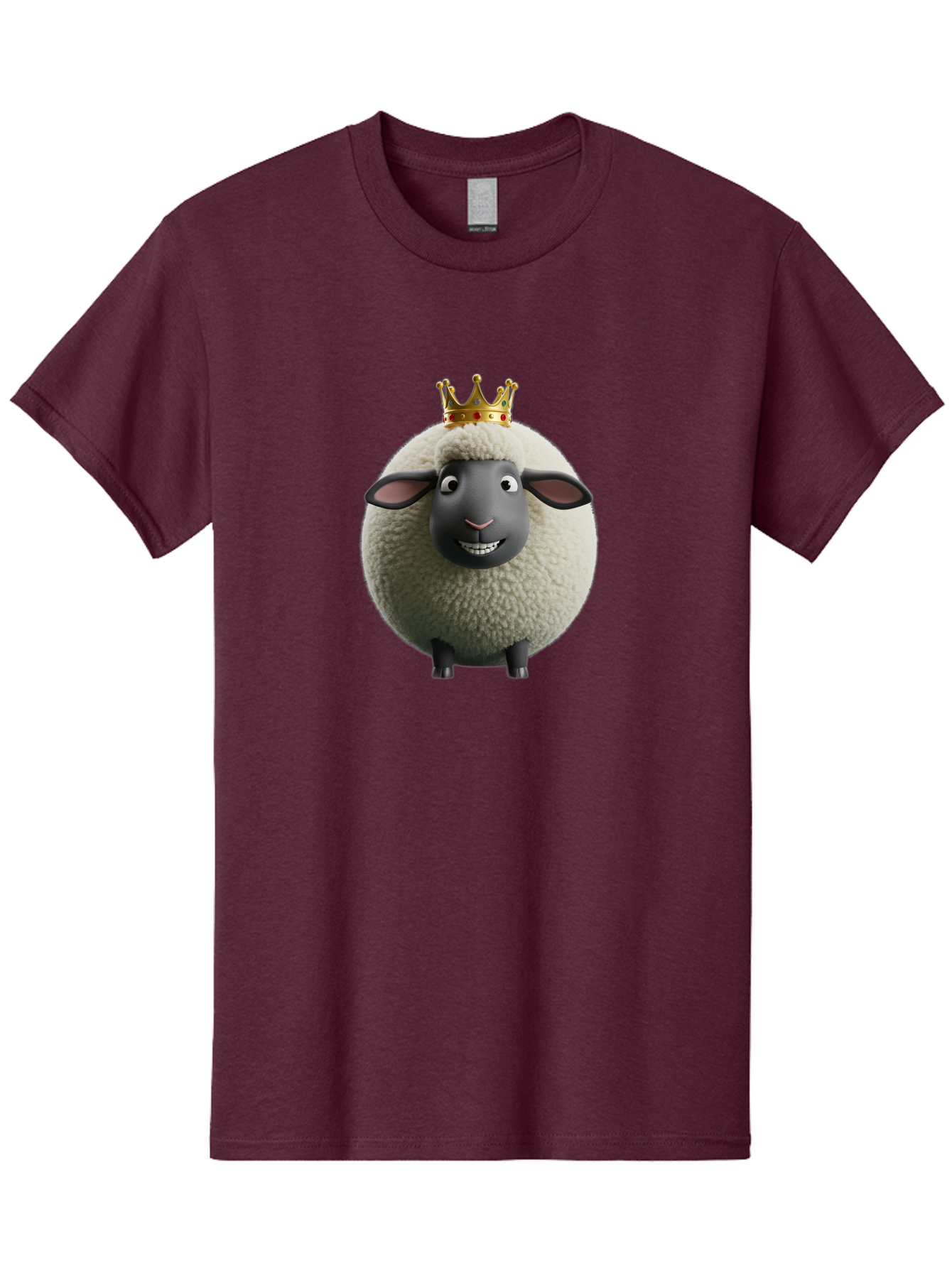 Shaun-The-Sheep-King Men'S Graphic Tee, 100% Cotton, Comfortable Casual Summer Wear, Machine Washable, Cartoon Sheep, Fluffy Sheep, Sheep Wearing Crown, Shaun The Sheep, Comedy Character, Funny Animal, Cute Sheep, Stop Motion Character, Bad540 5