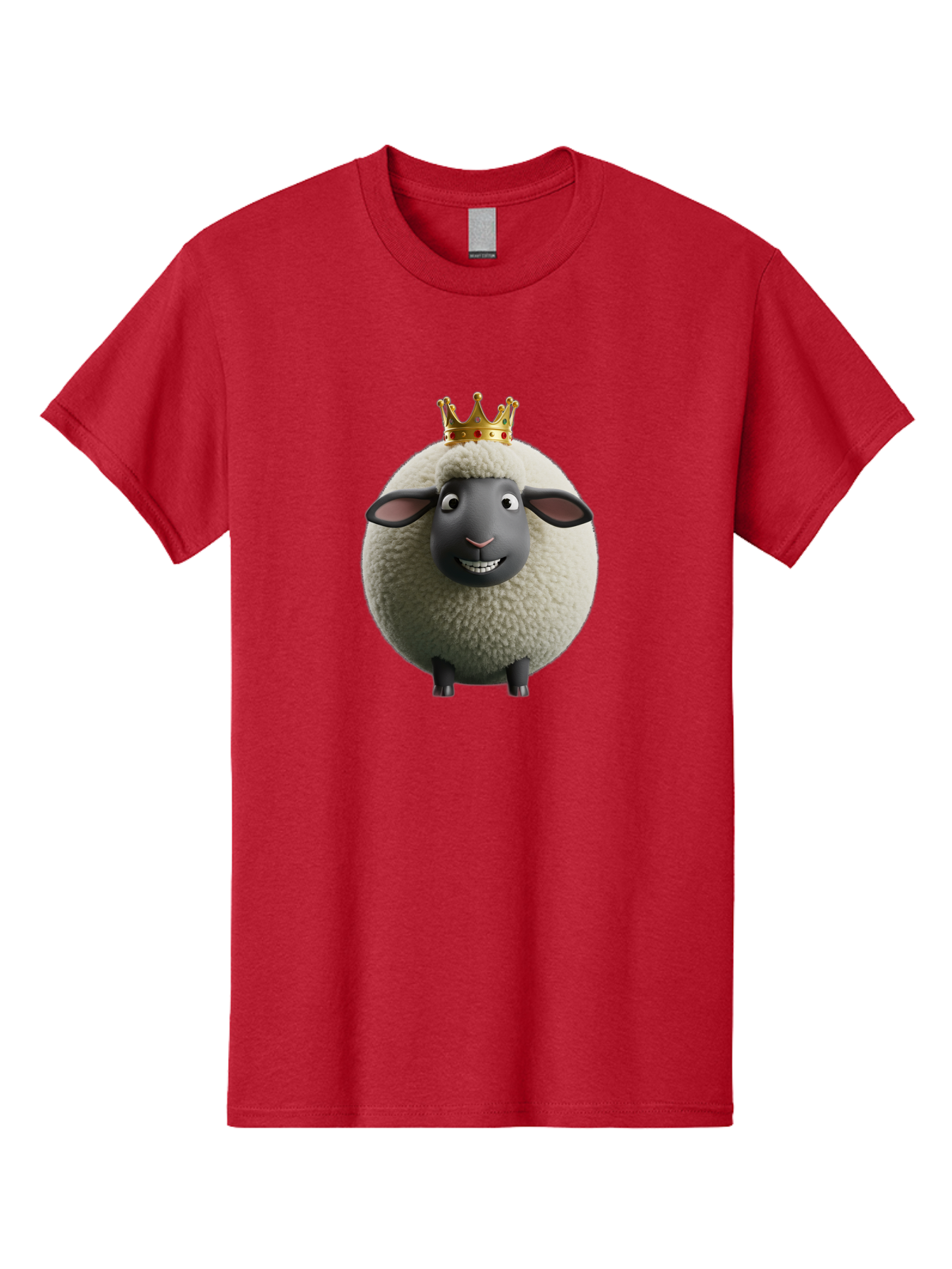 Shaun-The-Sheep-King Men'S Graphic Tee, 100% Cotton, Comfortable Casual Summer Wear, Machine Washable, Cartoon Sheep, Fluffy Sheep, Sheep Wearing Crown, Shaun The Sheep, Comedy Character, Funny Animal, Cute Sheep, Stop Motion Character, Bad540 11