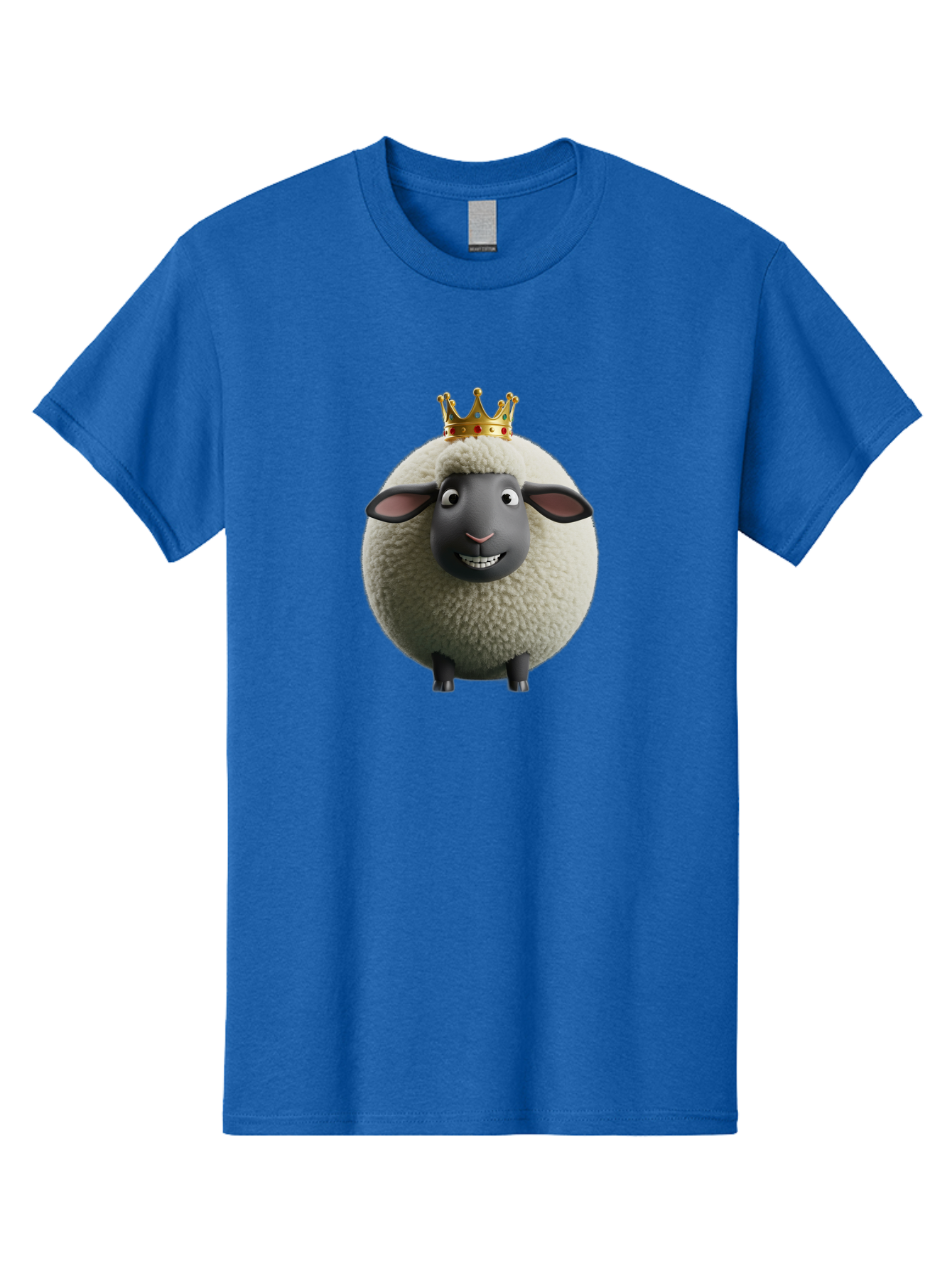 Shaun-The-Sheep-King Men'S Graphic Tee, 100% Cotton, Comfortable Casual Summer Wear, Machine Washable, Cartoon Sheep, Fluffy Sheep, Sheep Wearing Crown, Shaun The Sheep, Comedy Character, Funny Animal, Cute Sheep, Stop Motion Character, Bad540 15