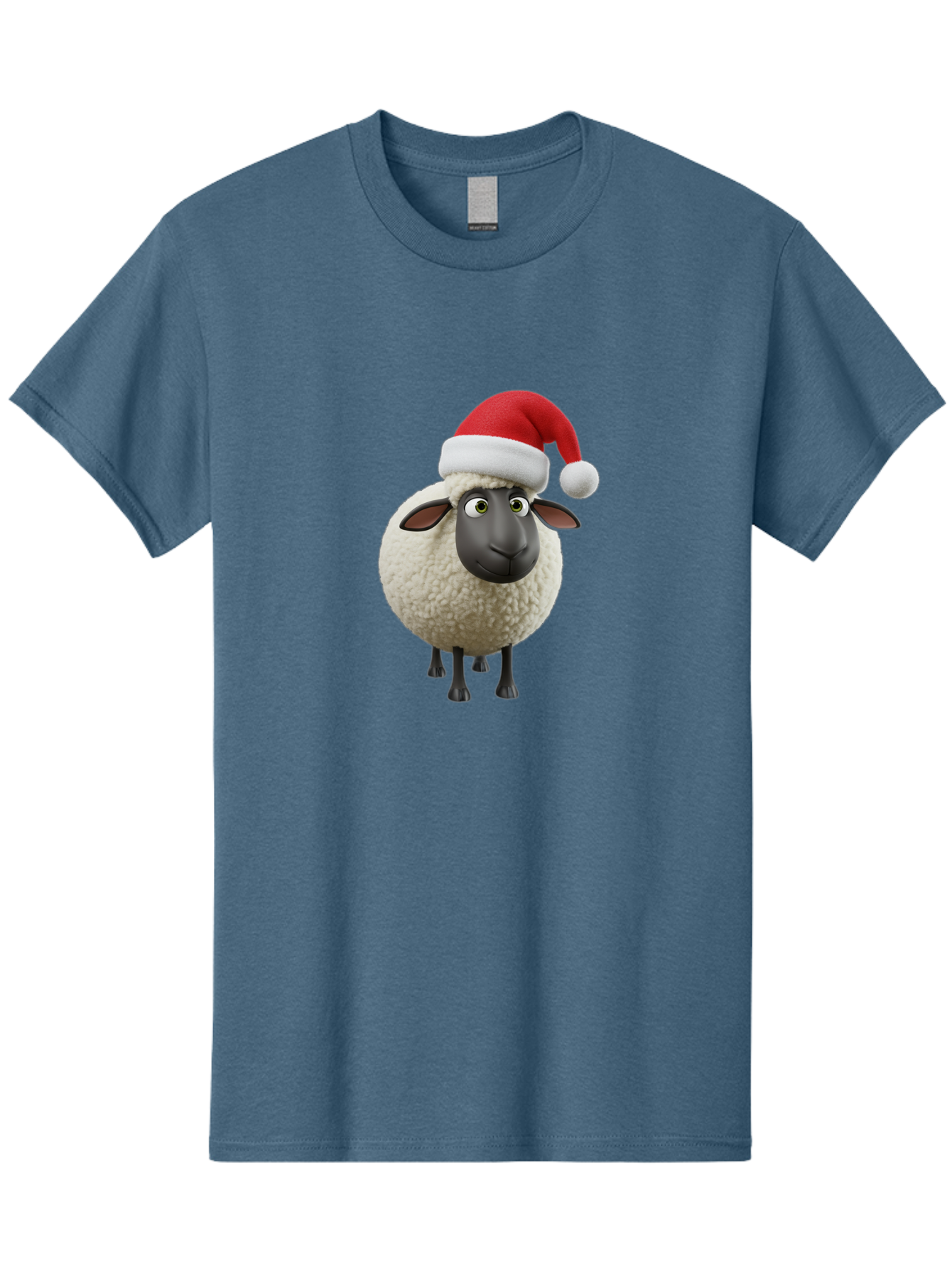 Shaun-The-Sheep-Santa-Hat Men'S Graphic Tee, 100% Cotton, Comfortable Casual Summer Wear, Machine Washable, Shaun The Sheep, Christmas Sheep, Santa Hat Sheep, Festive Cartoon Character, Holiday Fun, Animated Sheep, Merry Christmas, Bad541 7