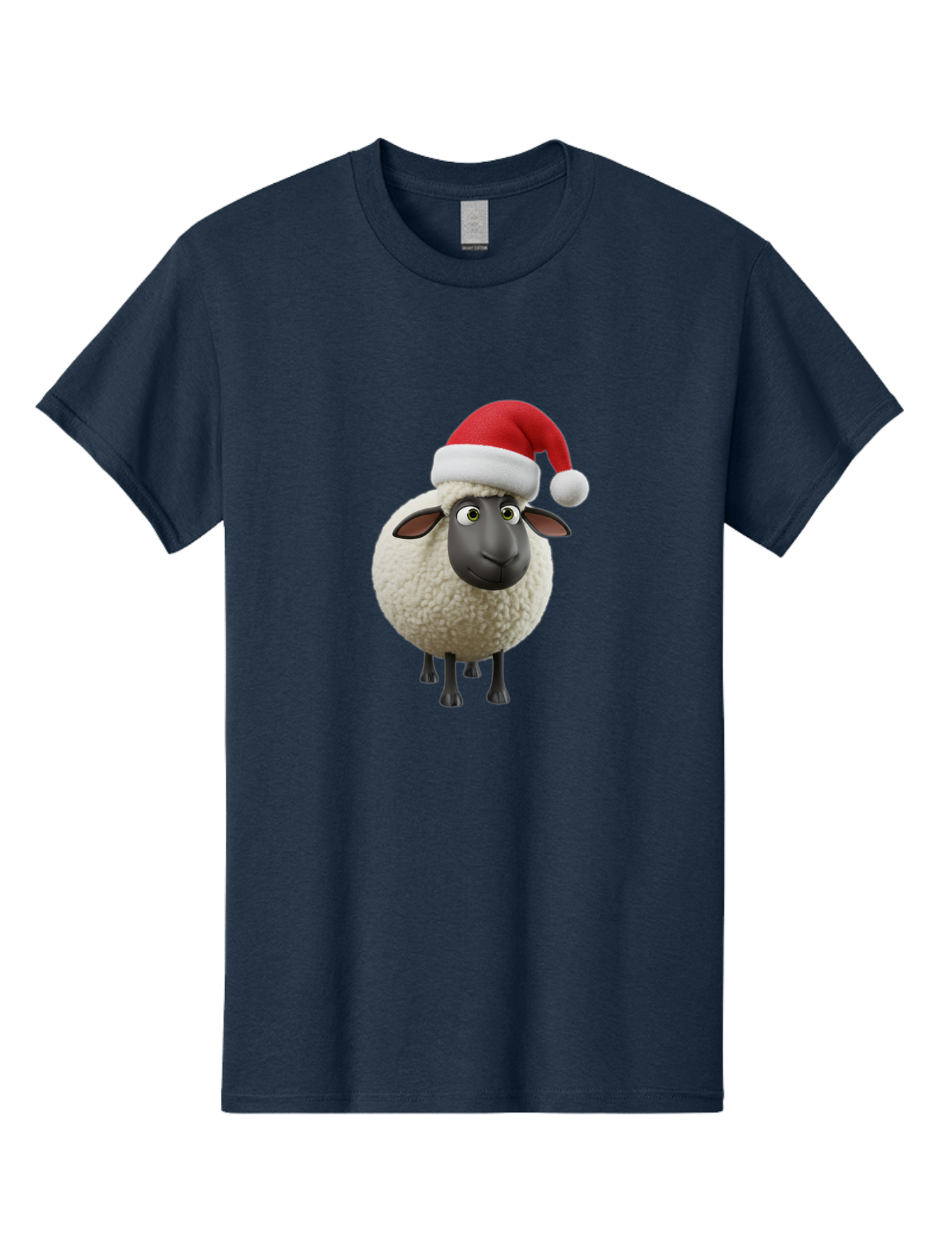 Shaun-The-Sheep-Santa-Hat Men'S Graphic Tee, 100% Cotton, Comfortable Casual Summer Wear, Machine Washable, Shaun The Sheep, Christmas Sheep, Santa Hat Sheep, Festive Cartoon Character, Holiday Fun, Animated Sheep, Merry Christmas, Bad541 11
