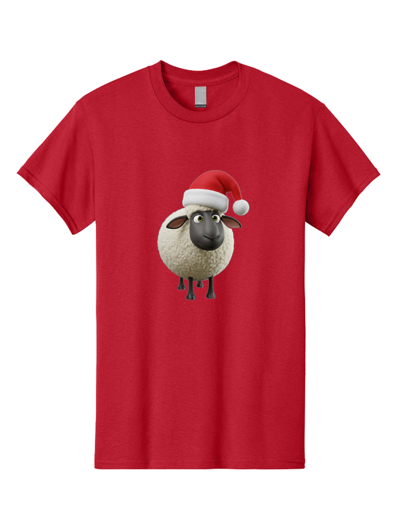 Shaun-The-Sheep-Santa-Hat Men'S Graphic Tee, 100% Cotton, Comfortable Casual Summer Wear, Machine Washable, Shaun The Sheep, Christmas Sheep, Santa Hat Sheep, Festive Cartoon Character, Holiday Fun, Animated Sheep, Merry Christmas, Bad541 5