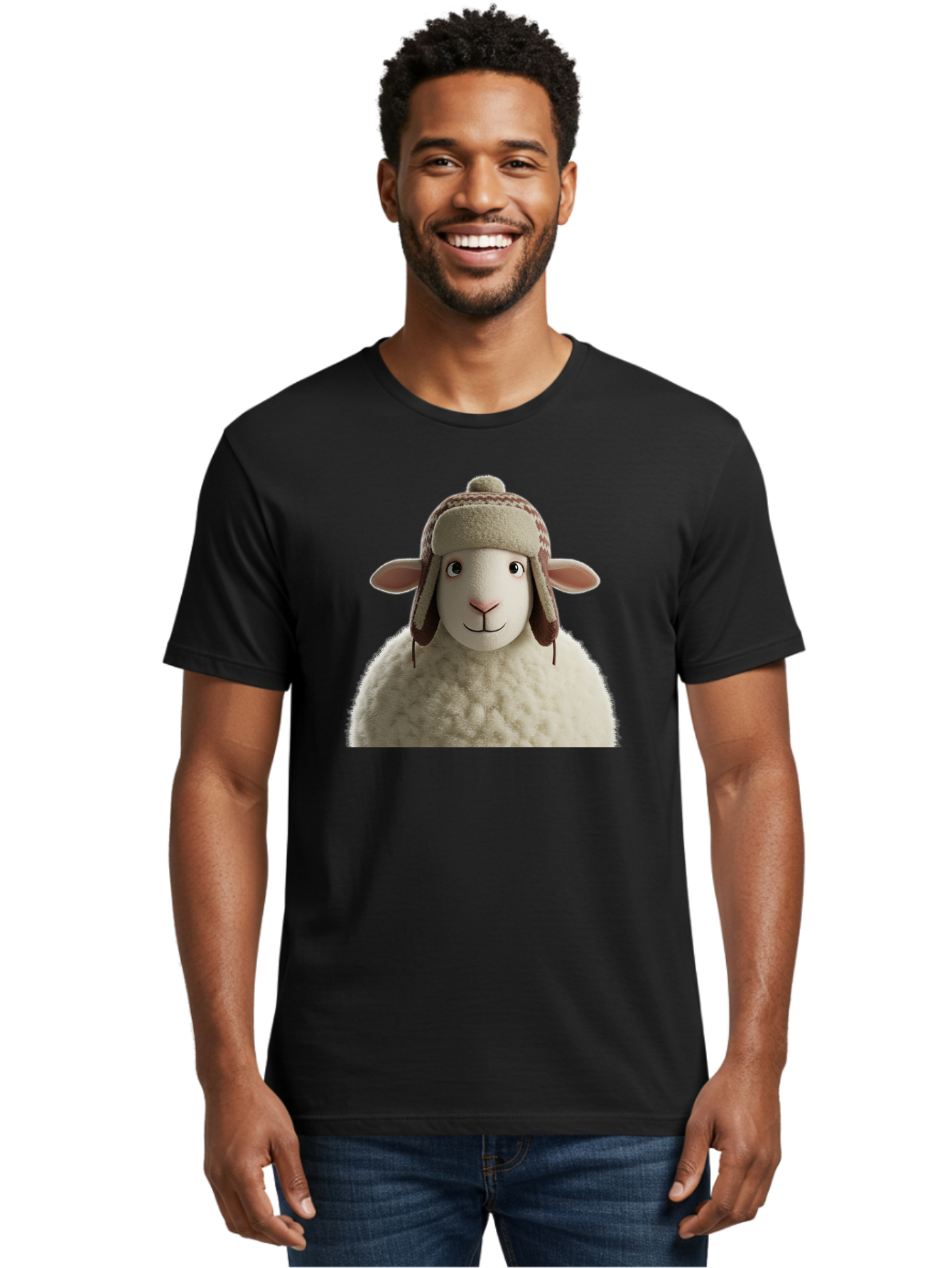 Shaun-The-Sheep Men'S Graphic Tee, 100% Cotton, Comfortable Casual Summer Wear, Machine Washable, Cartoon Sheep, Fluffy Sheep, Sheep With Hat, Funny Animal, Cute Character, Lovable Cartoon, Sheep Mascot, Funny Sheep, Woolly Sheep, Bad542 17