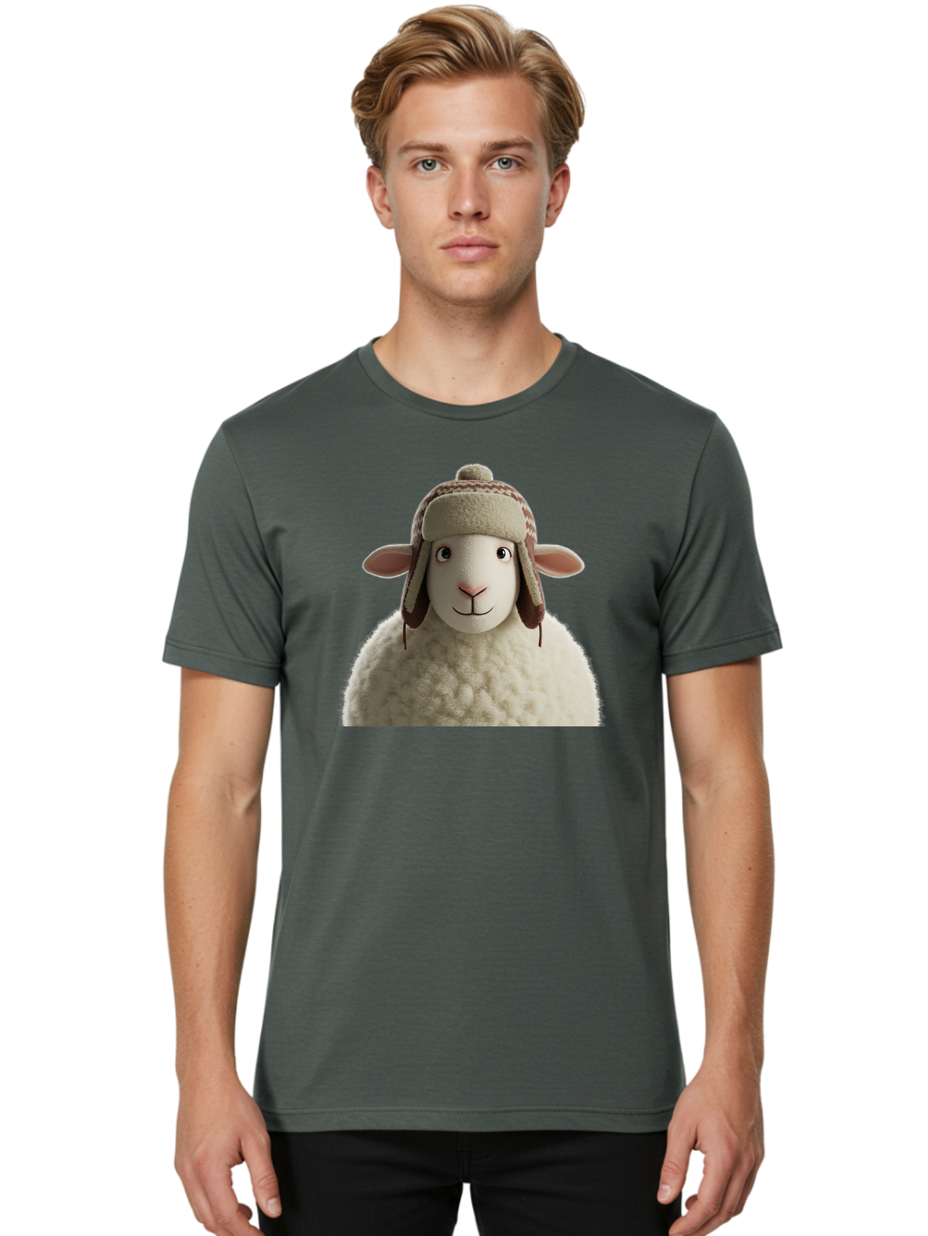 Shaun-The-Sheep Men'S Graphic Tee, 100% Cotton, Comfortable Casual Summer Wear, Machine Washable, Cartoon Sheep, Fluffy Sheep, Sheep With Hat, Funny Animal, Cute Character, Lovable Cartoon, Sheep Mascot, Funny Sheep, Woolly Sheep, Bad542 22