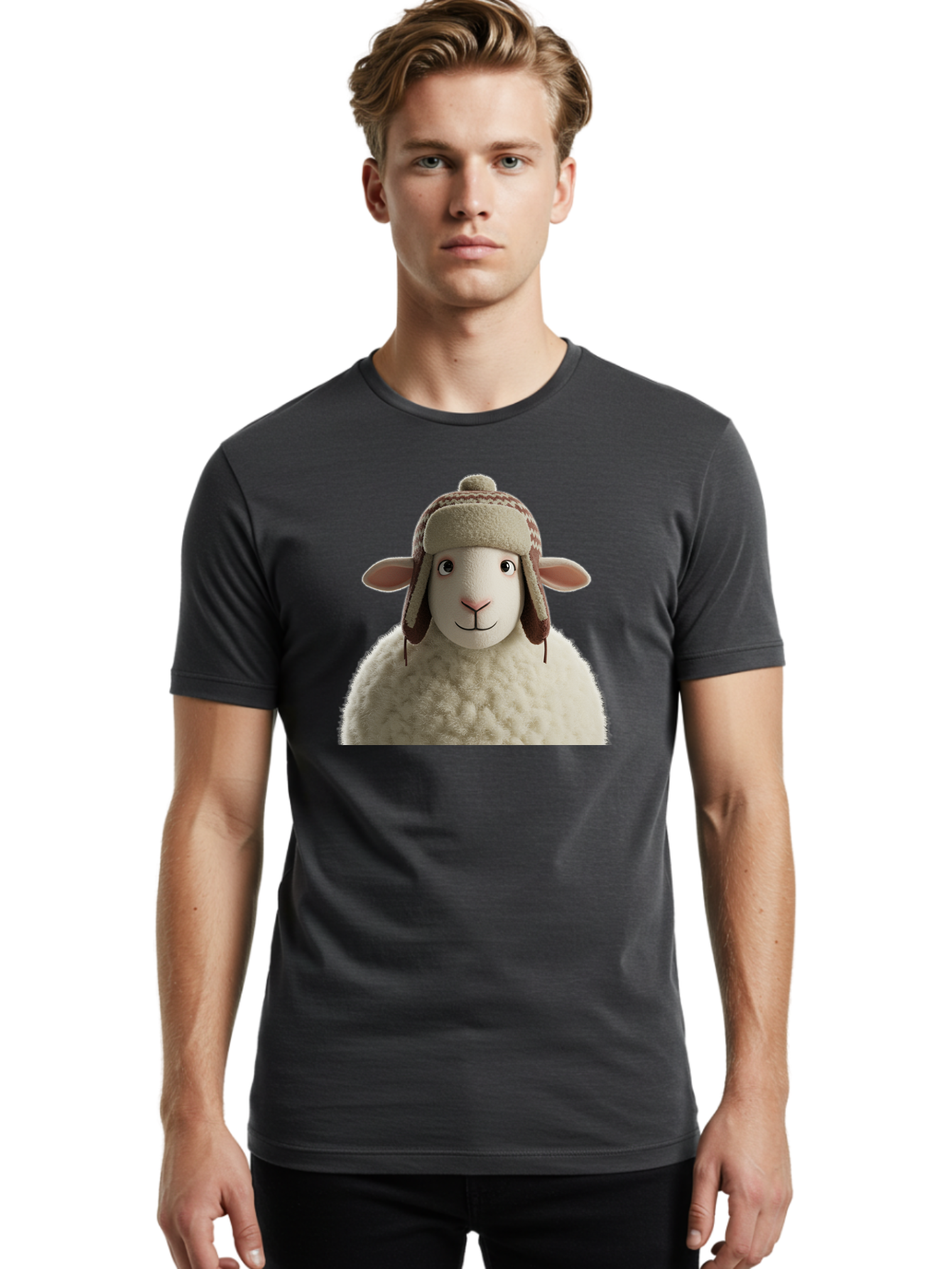 Shaun-The-Sheep Men'S Graphic Tee, 100% Cotton, Comfortable Casual Summer Wear, Machine Washable, Cartoon Sheep, Fluffy Sheep, Sheep With Hat, Funny Animal, Cute Character, Lovable Cartoon, Sheep Mascot, Funny Sheep, Woolly Sheep, Bad542 16
