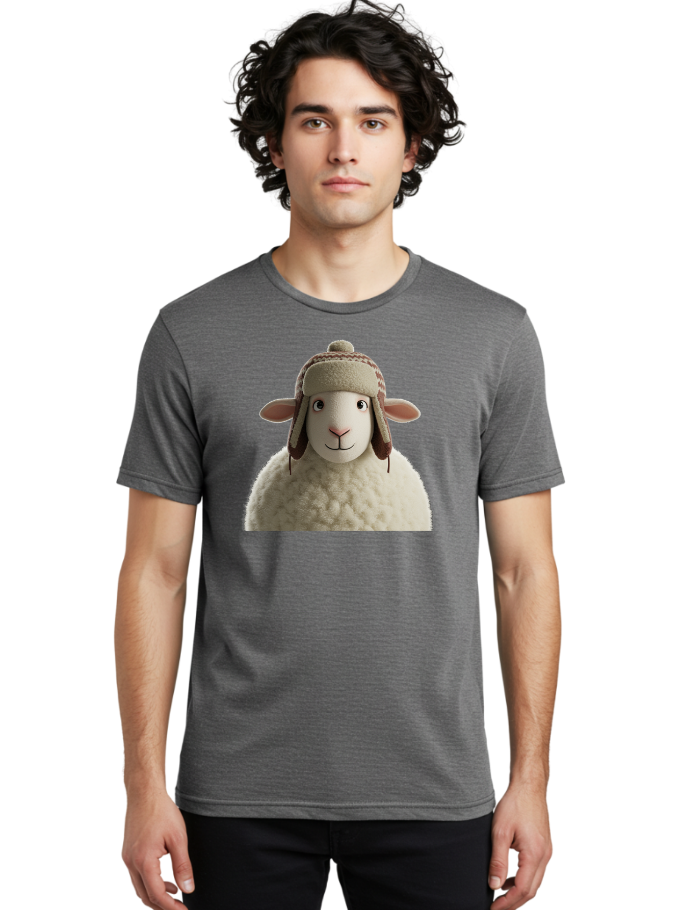 Shaun-The-Sheep Men'S Graphic Tee, 100% Cotton, Comfortable Casual Summer Wear, Machine Washable, Cartoon Sheep, Fluffy Sheep, Sheep With Hat, Funny Animal, Cute Character, Lovable Cartoon, Sheep Mascot, Funny Sheep, Woolly Sheep, Bad542 26