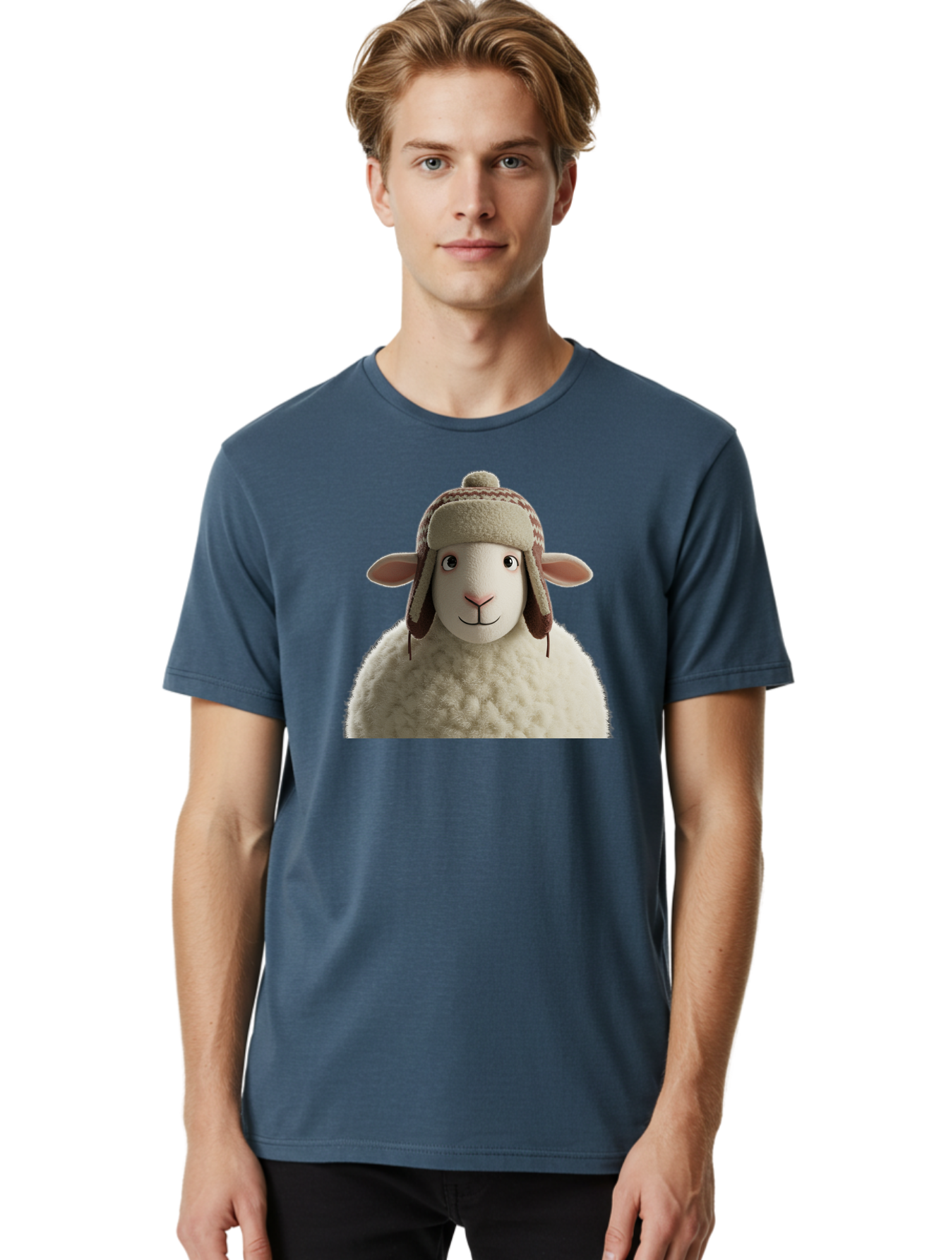 Shaun-The-Sheep Men'S Graphic Tee, 100% Cotton, Comfortable Casual Summer Wear, Machine Washable, Cartoon Sheep, Fluffy Sheep, Sheep With Hat, Funny Animal, Cute Character, Lovable Cartoon, Sheep Mascot, Funny Sheep, Woolly Sheep, Bad542 23