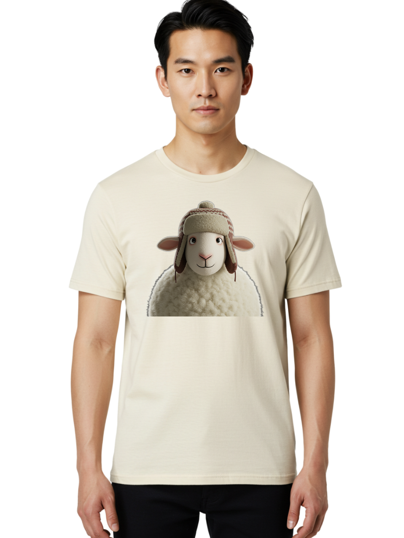 Shaun-The-Sheep Men'S Graphic Tee, 100% Cotton, Comfortable Casual Summer Wear, Machine Washable, Cartoon Sheep, Fluffy Sheep, Sheep With Hat, Funny Animal, Cute Character, Lovable Cartoon, Sheep Mascot, Funny Sheep, Woolly Sheep, Bad542 25