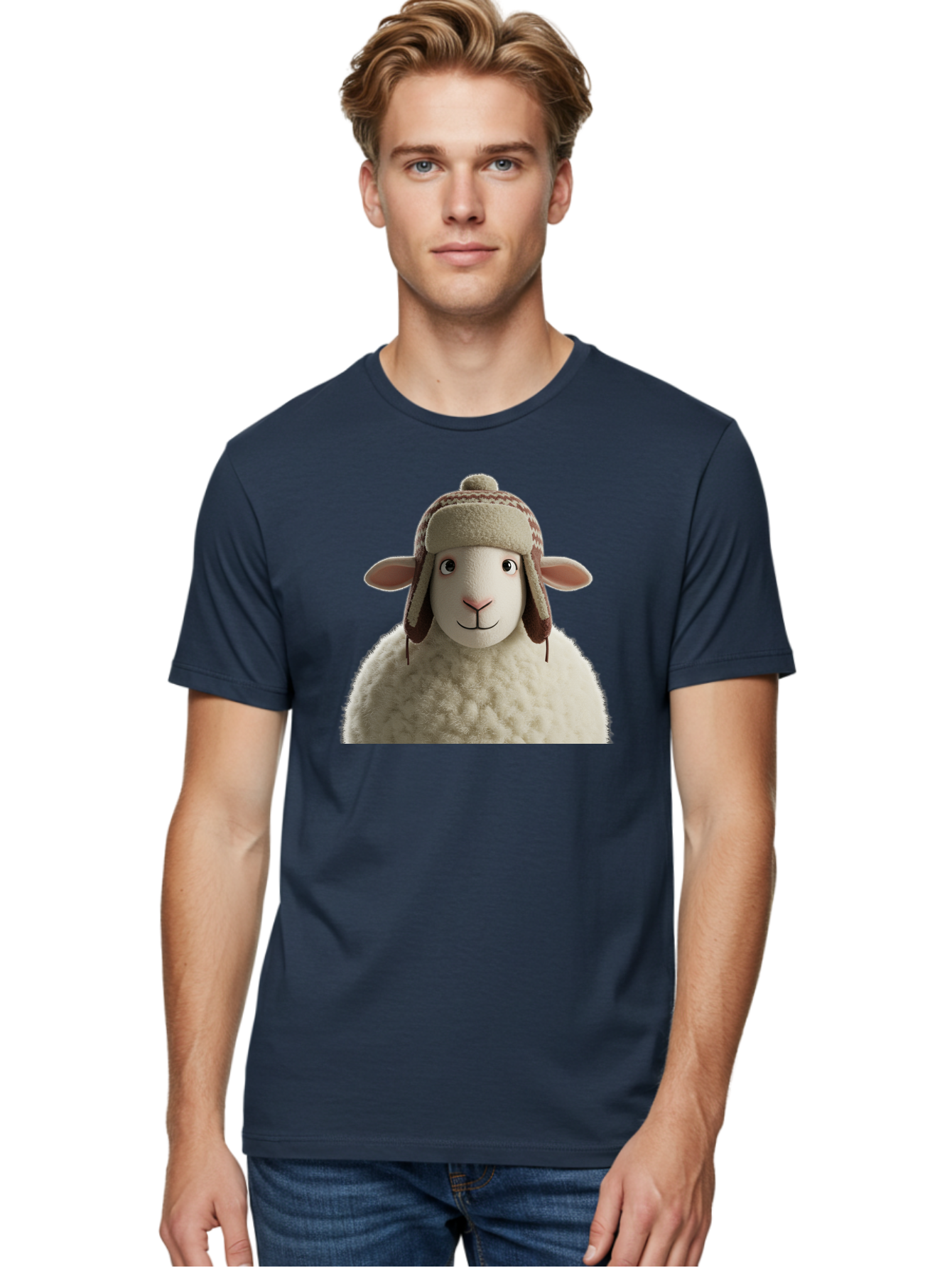 Shaun-The-Sheep Men'S Graphic Tee, 100% Cotton, Comfortable Casual Summer Wear, Machine Washable, Cartoon Sheep, Fluffy Sheep, Sheep With Hat, Funny Animal, Cute Character, Lovable Cartoon, Sheep Mascot, Funny Sheep, Woolly Sheep, Bad542 20