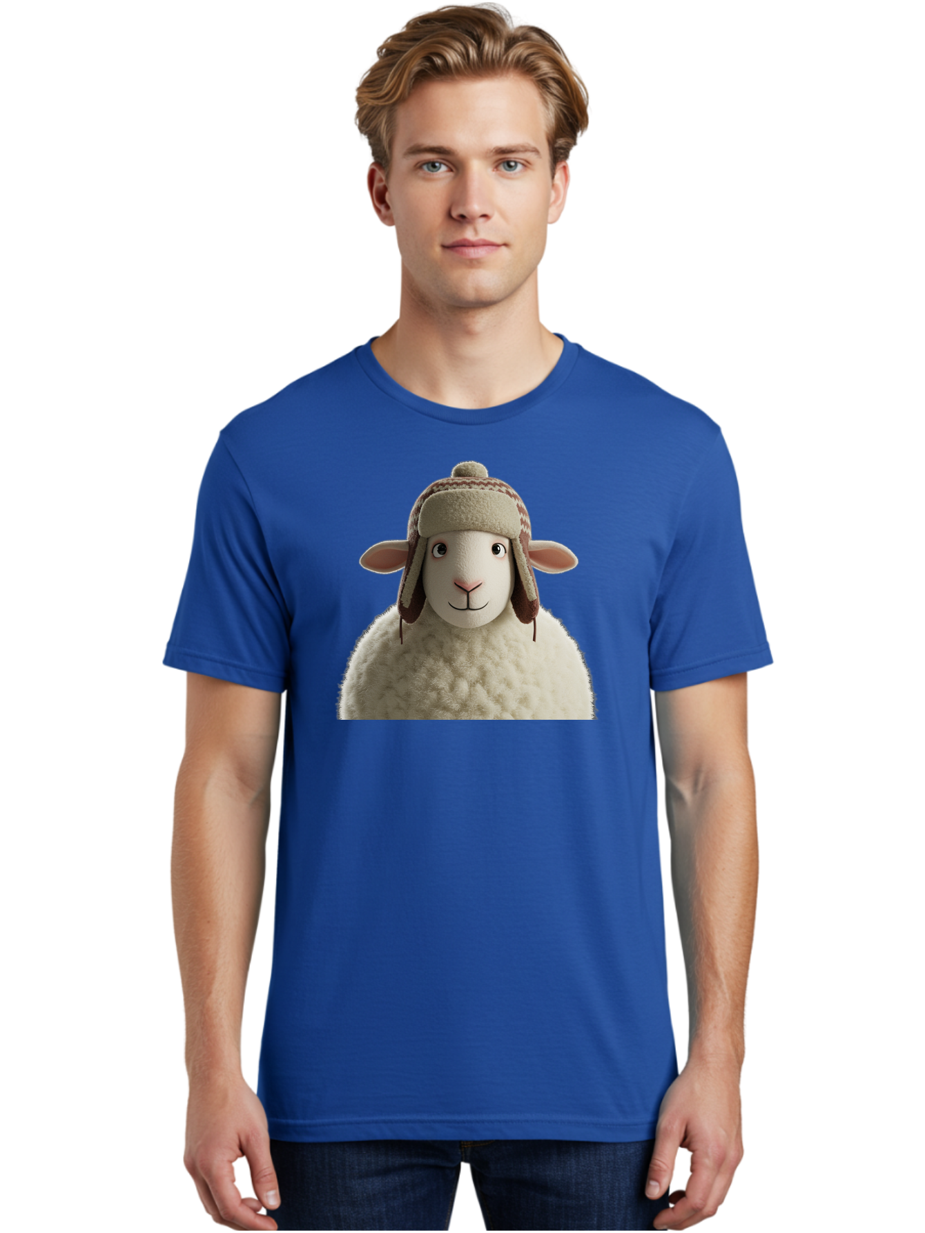 Shaun-The-Sheep Men'S Graphic Tee, 100% Cotton, Comfortable Casual Summer Wear, Machine Washable, Cartoon Sheep, Fluffy Sheep, Sheep With Hat, Funny Animal, Cute Character, Lovable Cartoon, Sheep Mascot, Funny Sheep, Woolly Sheep, Bad542 24