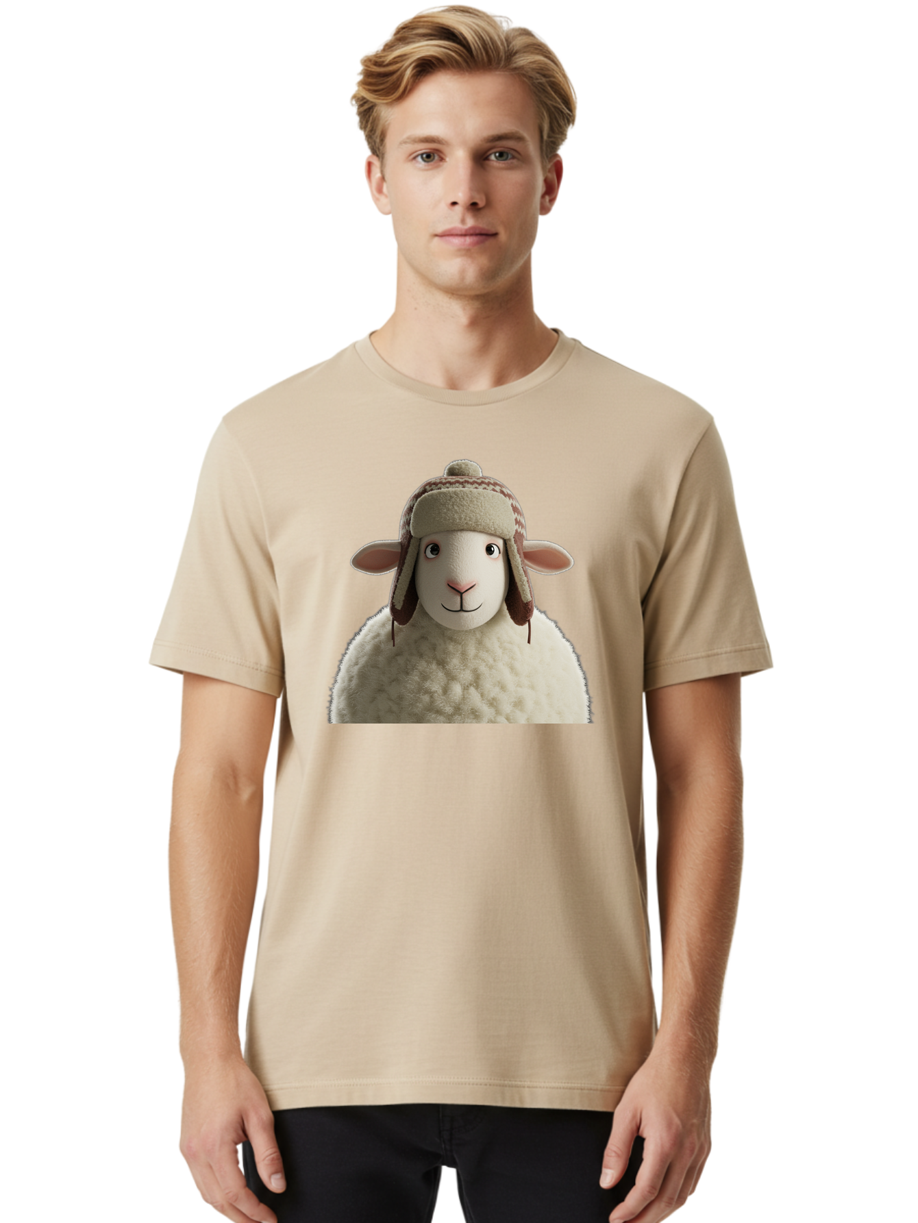 Shaun-The-Sheep Men'S Graphic Tee, 100% Cotton, Comfortable Casual Summer Wear, Machine Washable, Cartoon Sheep, Fluffy Sheep, Sheep With Hat, Funny Animal, Cute Character, Lovable Cartoon, Sheep Mascot, Funny Sheep, Woolly Sheep, Bad542 21