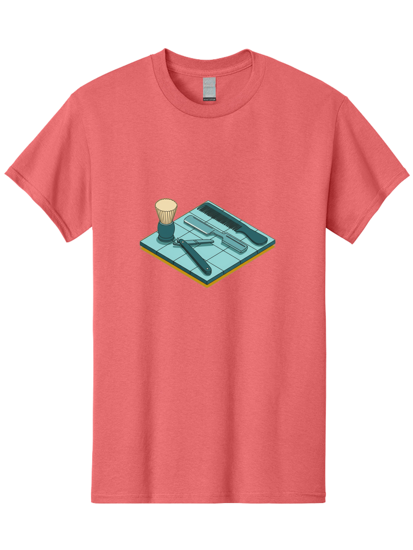 Shaving-Kit Men'S Graphic Tee, 100% Cotton, Comfortable Casual Summer Wear, Machine Washable, Shaving Kit, Straight Razor, Comb, Shaving Brush, Grooming Tools, Men'S Grooming, Barber Supplies, Personal Care Bad546 9