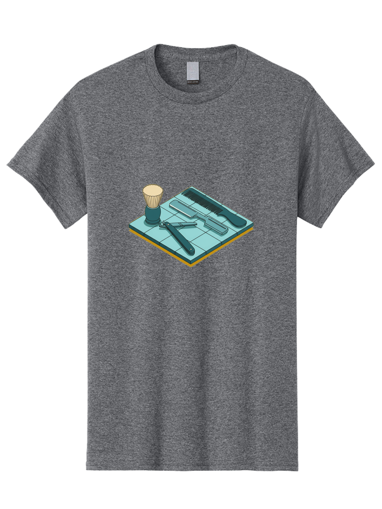 Shaving-Kit Men'S Graphic Tee, 100% Cotton, Comfortable Casual Summer Wear, Machine Washable, Shaving Kit, Straight Razor, Comb, Shaving Brush, Grooming Tools, Men'S Grooming, Barber Supplies, Personal Care Bad546 13