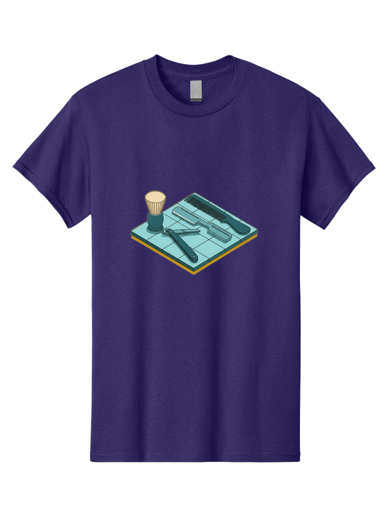 Shaving-Kit Men'S Graphic Tee, 100% Cotton, Comfortable Casual Summer Wear, Machine Washable, Shaving Kit, Straight Razor, Comb, Shaving Brush, Grooming Tools, Men'S Grooming, Barber Supplies, Personal Care Bad546 7