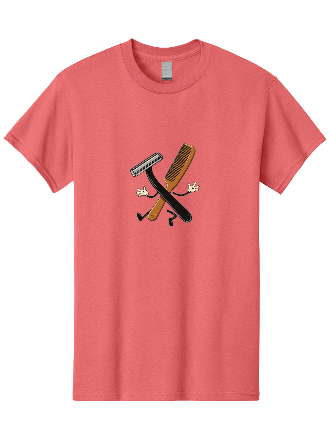 Shaving-Razor-Comb Men'S Graphic Tee, 100% Cotton, Comfortable Casual Summer Wear, Machine Washable, Shaving Razor And Comb, Grooming Tools, Barber Supplies, Men'S Grooming, Shaving Accessories, Styling Comb Bad547 6