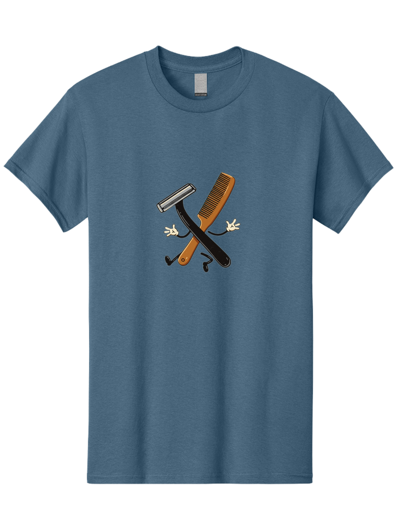 Shaving-Razor-Comb Men'S Graphic Tee, 100% Cotton, Comfortable Casual Summer Wear, Machine Washable, Shaving Razor And Comb, Grooming Tools, Barber Supplies, Men'S Grooming, Shaving Accessories, Styling Comb Bad547 15