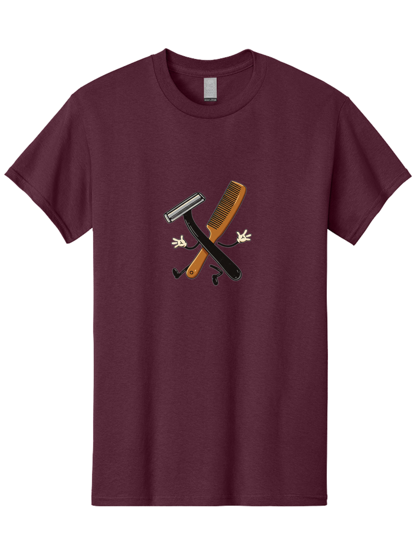 Shaving-Razor-Comb Men'S Graphic Tee, 100% Cotton, Comfortable Casual Summer Wear, Machine Washable, Shaving Razor And Comb, Grooming Tools, Barber Supplies, Men'S Grooming, Shaving Accessories, Styling Comb Bad547 4