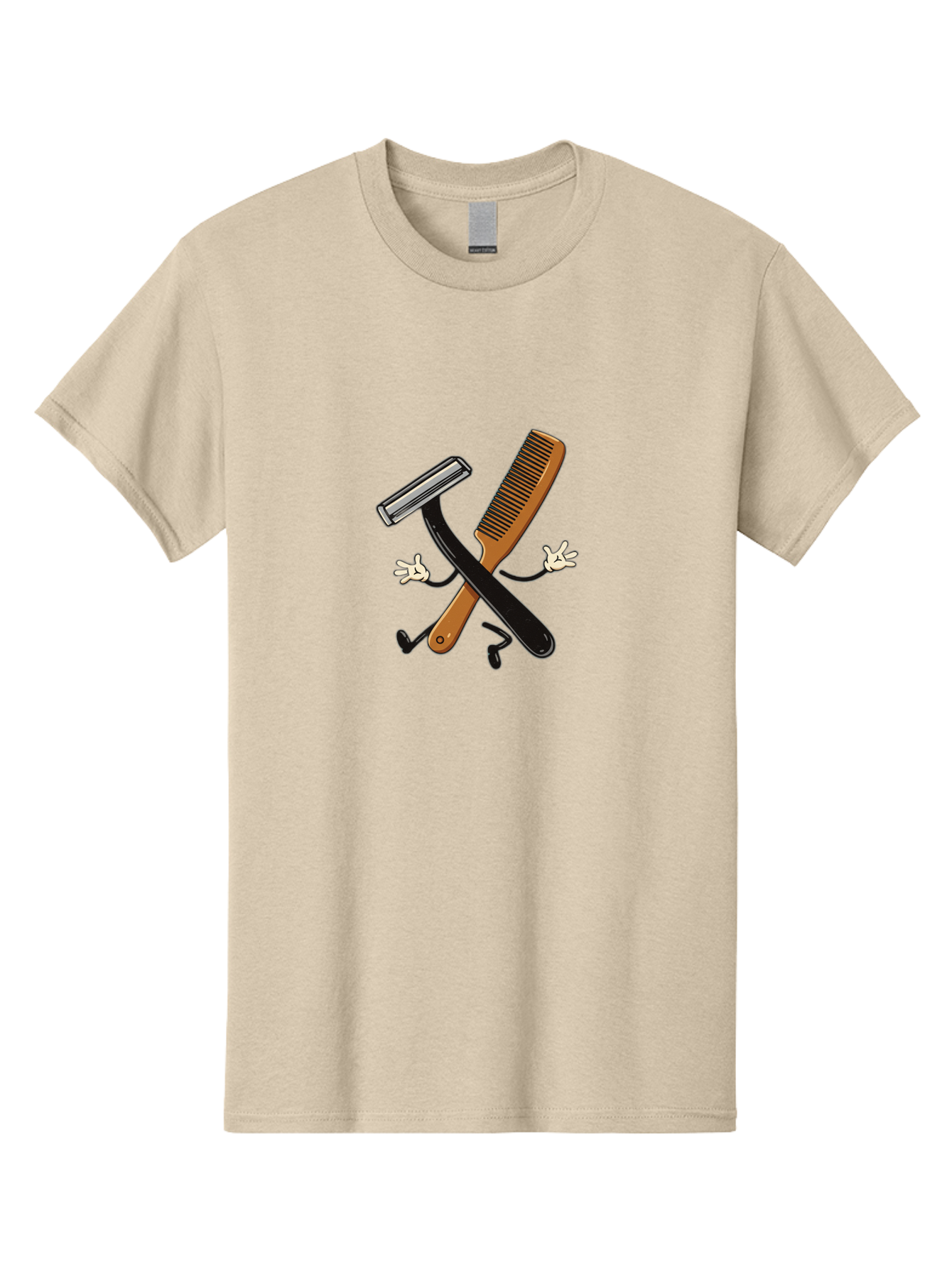 Shaving-Razor-Comb Men'S Graphic Tee, 100% Cotton, Comfortable Casual Summer Wear, Machine Washable, Shaving Razor And Comb, Grooming Tools, Barber Supplies, Men'S Grooming, Shaving Accessories, Styling Comb Bad547 12
