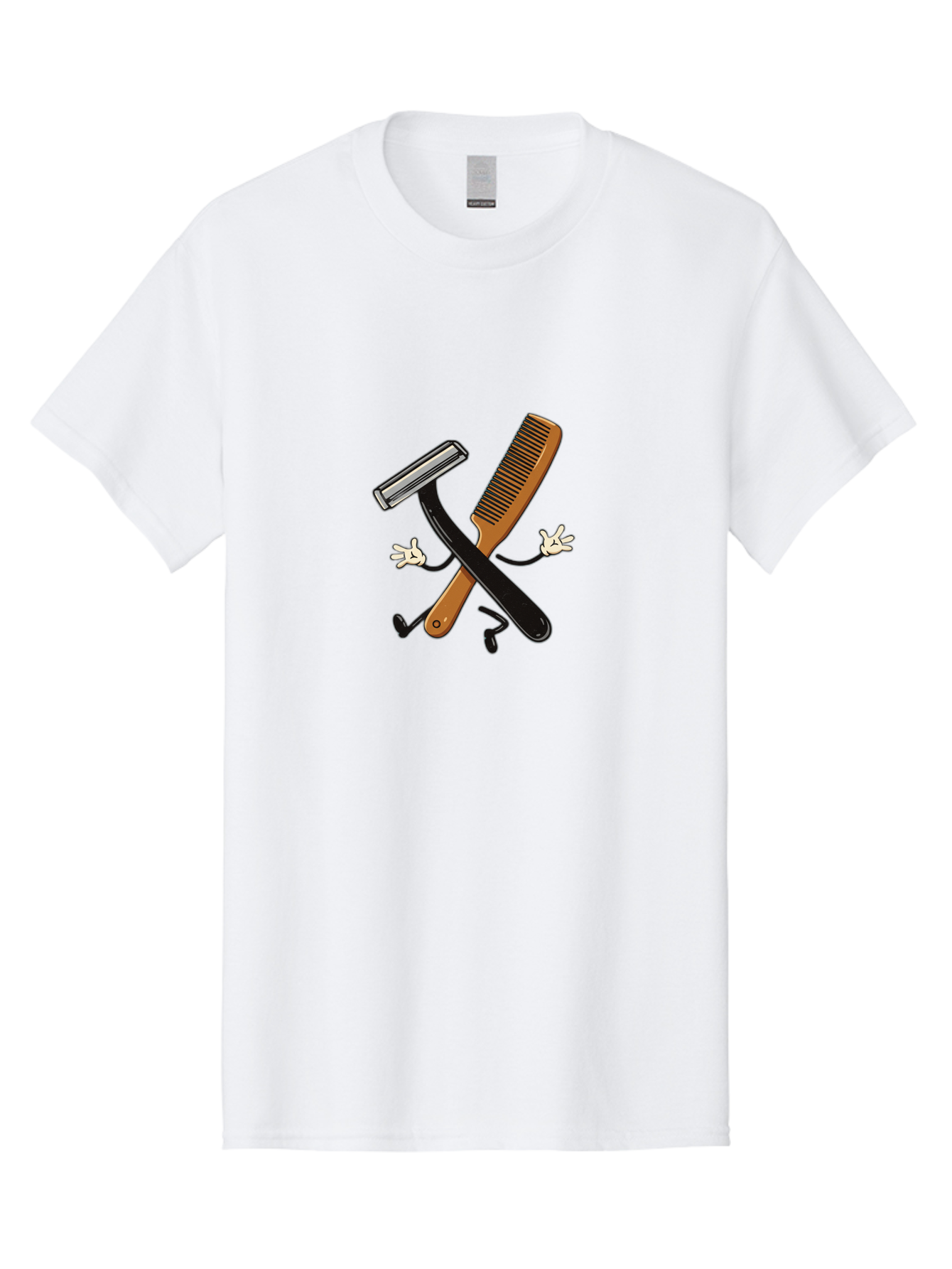 Shaving-Razor-Comb Men'S Graphic Tee, 100% Cotton, Comfortable Casual Summer Wear, Machine Washable, Shaving Razor And Comb, Grooming Tools, Barber Supplies, Men'S Grooming, Shaving Accessories, Styling Comb Bad547 13