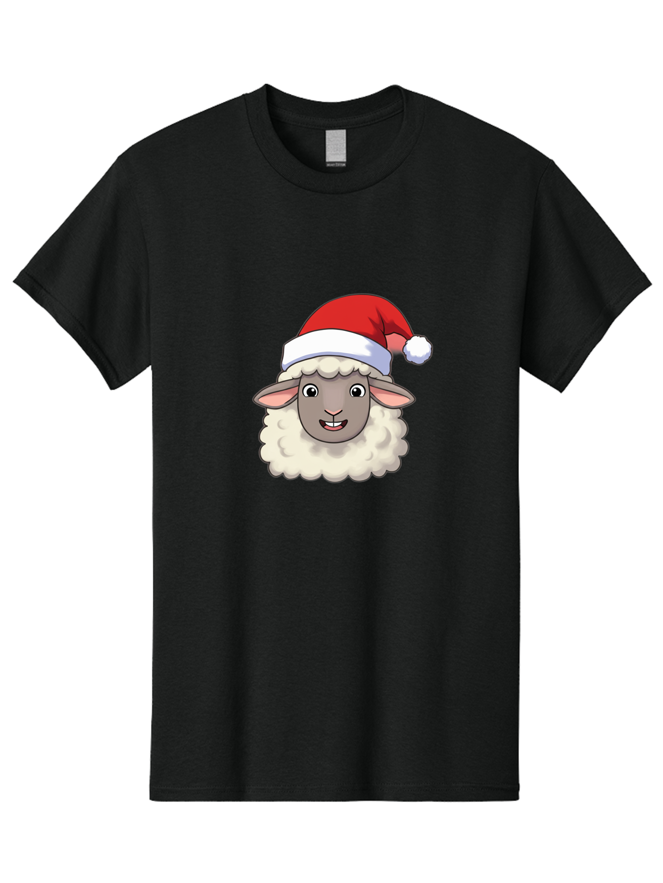 Sheep-In-Santa-Hat Men'S Graphic Tee, 100% Cotton, Comfortable Casual Summer Wear, Machine Washable, Cartoon Sheep, Santa Hat, Festive Character, Holiday Cheer, Cute Animal, Fluffy Sheep, Christmas Theme, Fun Design, Playful Illustration, Bad550 14