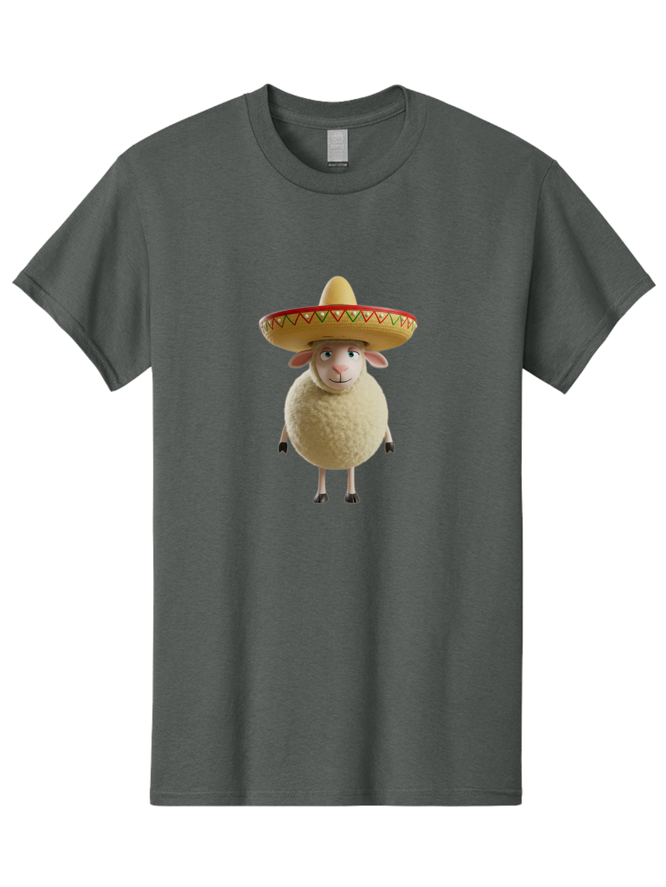 Sheep-In-Sombrero Men'S Graphic Tee, 100% Cotton, Comfortable Casual Summer Wear, Machine Washable, Cartoon Sheep Wearing Sombrero, Funny Animal, Humorous Illustration, Playful Character, Whimsical Design, Sheep In Hat Bad551 9