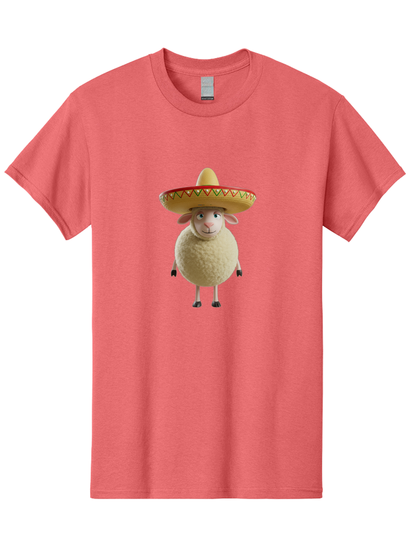 Sheep-In-Sombrero Men'S Graphic Tee, 100% Cotton, Comfortable Casual Summer Wear, Machine Washable, Cartoon Sheep Wearing Sombrero, Funny Animal, Humorous Illustration, Playful Character, Whimsical Design, Sheep In Hat Bad551 13