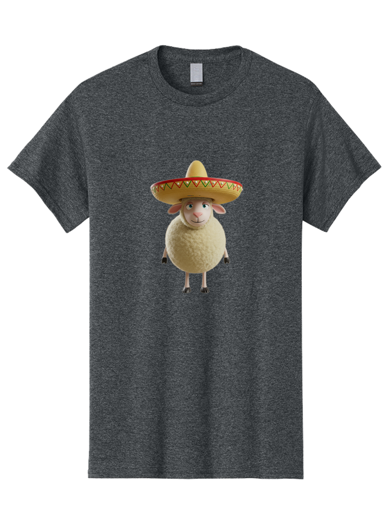 Sheep-In-Sombrero Men'S Graphic Tee, 100% Cotton, Comfortable Casual Summer Wear, Machine Washable, Cartoon Sheep Wearing Sombrero, Funny Animal, Humorous Illustration, Playful Character, Whimsical Design, Sheep In Hat Bad551 2