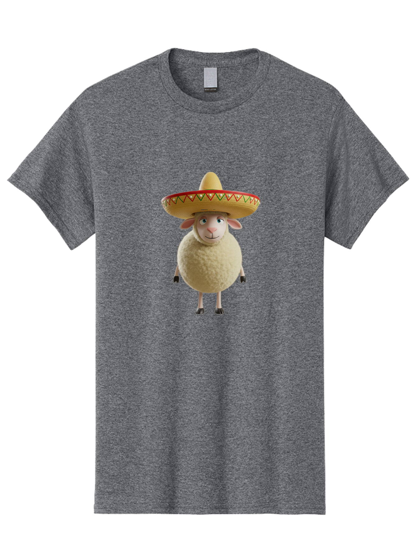 Sheep-In-Sombrero Men'S Graphic Tee, 100% Cotton, Comfortable Casual Summer Wear, Machine Washable, Cartoon Sheep Wearing Sombrero, Funny Animal, Humorous Illustration, Playful Character, Whimsical Design, Sheep In Hat Bad551 10