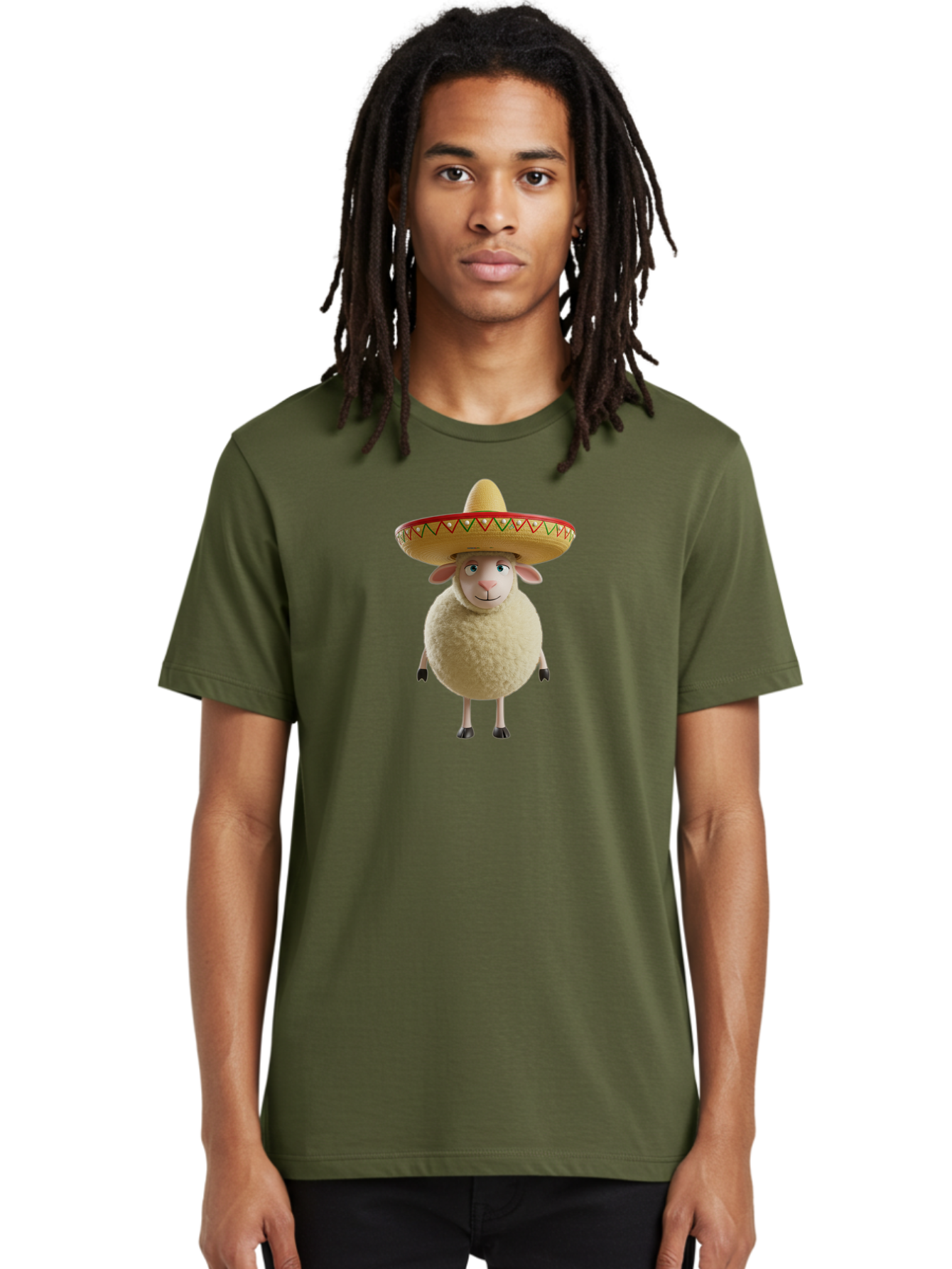 Sheep-In-Sombrero Men'S Graphic Tee, 100% Cotton, Comfortable Casual Summer Wear, Machine Washable, Cartoon Sheep Wearing Sombrero, Funny Animal, Humorous Illustration, Playful Character, Whimsical Design, Sheep In Hat Bad551 29