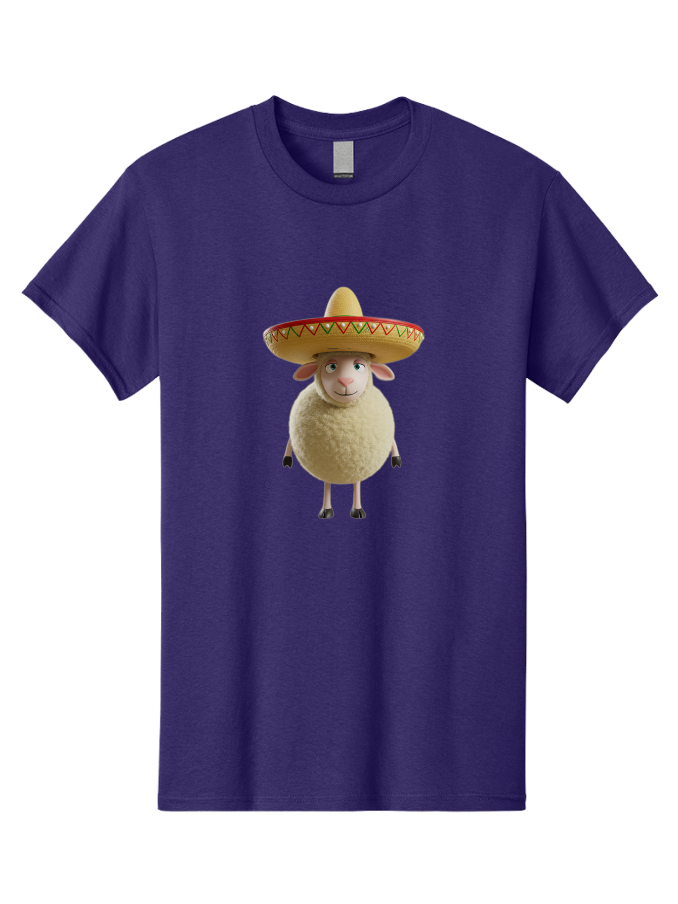 Sheep-In-Sombrero Men'S Graphic Tee, 100% Cotton, Comfortable Casual Summer Wear, Machine Washable, Cartoon Sheep Wearing Sombrero, Funny Animal, Humorous Illustration, Playful Character, Whimsical Design, Sheep In Hat Bad551 6